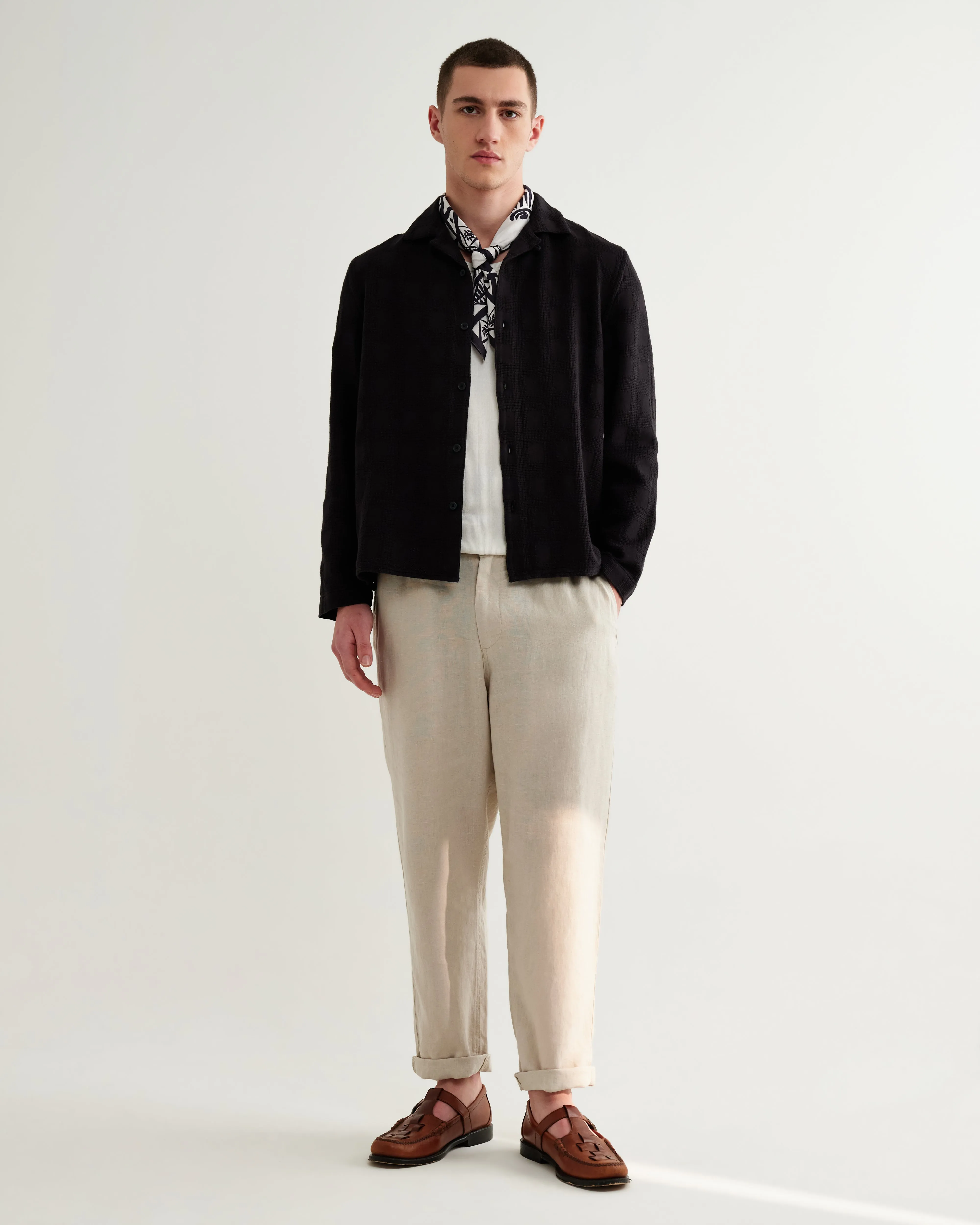 Corey - Black Dobby Check Cotton Shirt sold by Wax London product image thumbnail 4