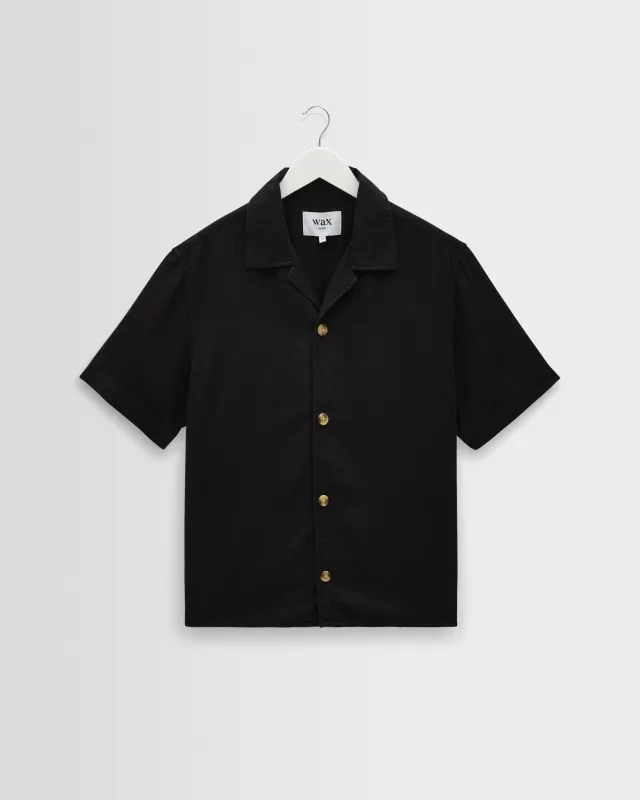 Curzon - Black Lyocell Twill Short-Sleeve Shirt made by Wax London
