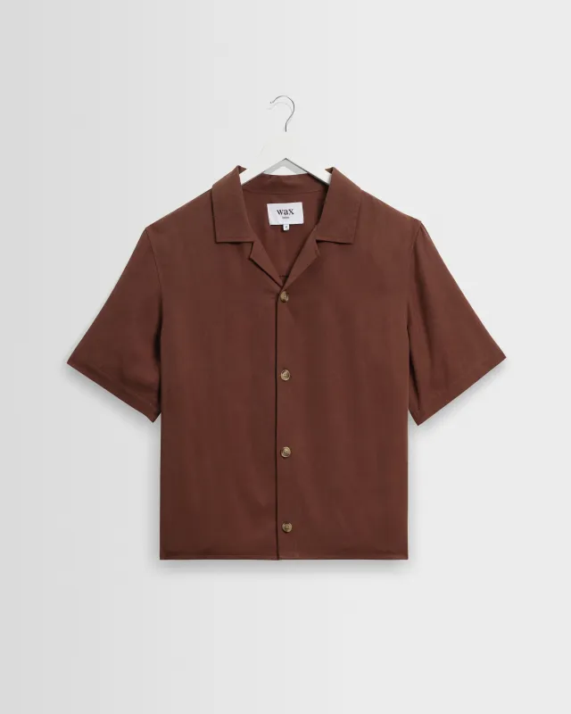 Curzon - Brown Lyocell Twill Short-Sleeve Shirt made by Wax London