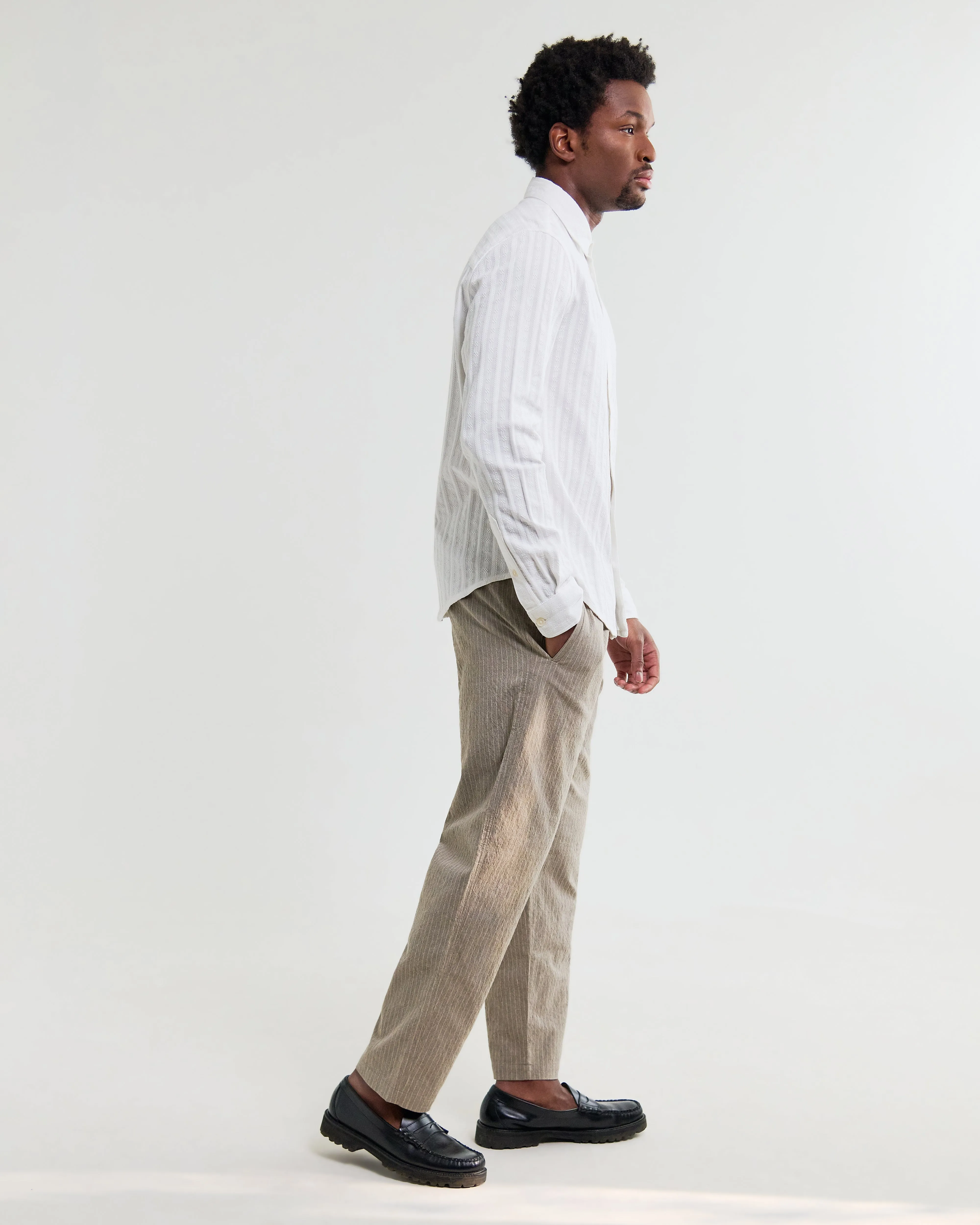 Dartford - White Dobby Stripe Organic Cotton Shirt sold by Wax London product image thumbnail 5