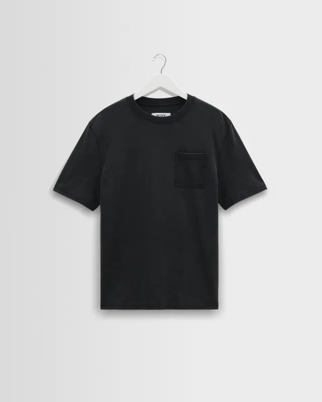Dean - Washed Black Compact Cotton Pocket T-Shirt sold by Wax London
