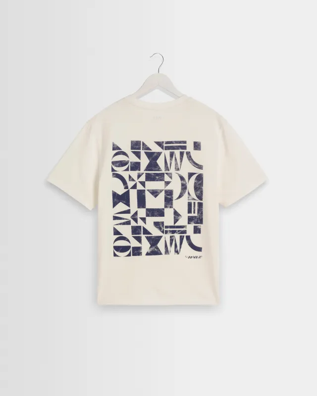 Dean - Off White Geometric Repeat T-Shirt made by Wax London