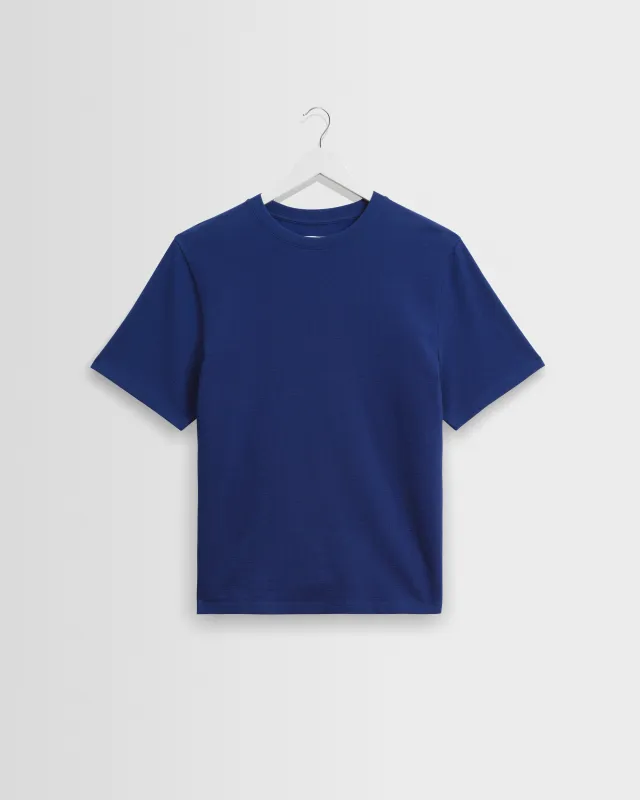 Dean - Cobalt Blue Textured Organic Cotton T-Shirt made by Wax London