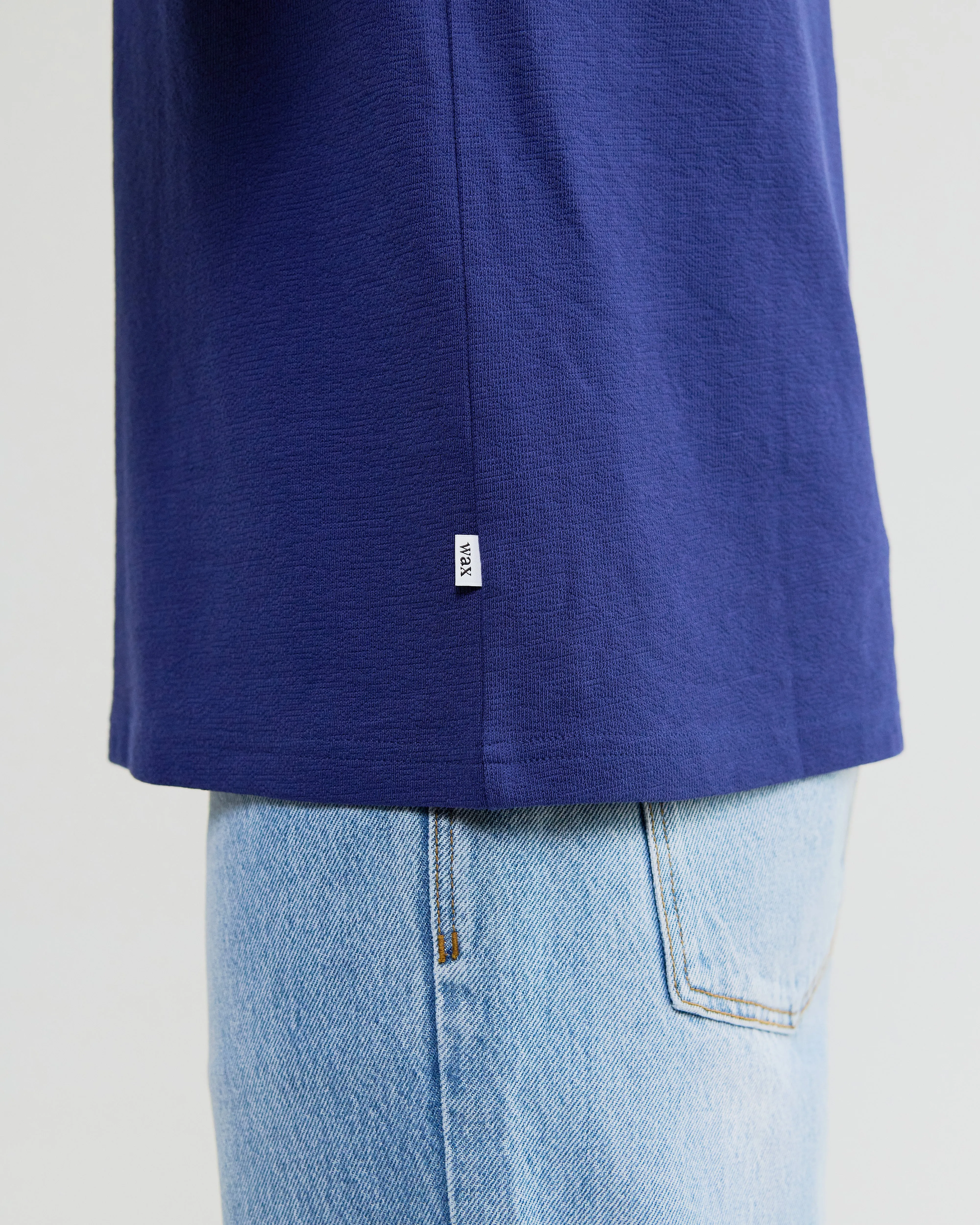 Dean - Cobalt Blue Textured Organic Cotton T-Shirt sold by Wax London product image thumbnail 3
