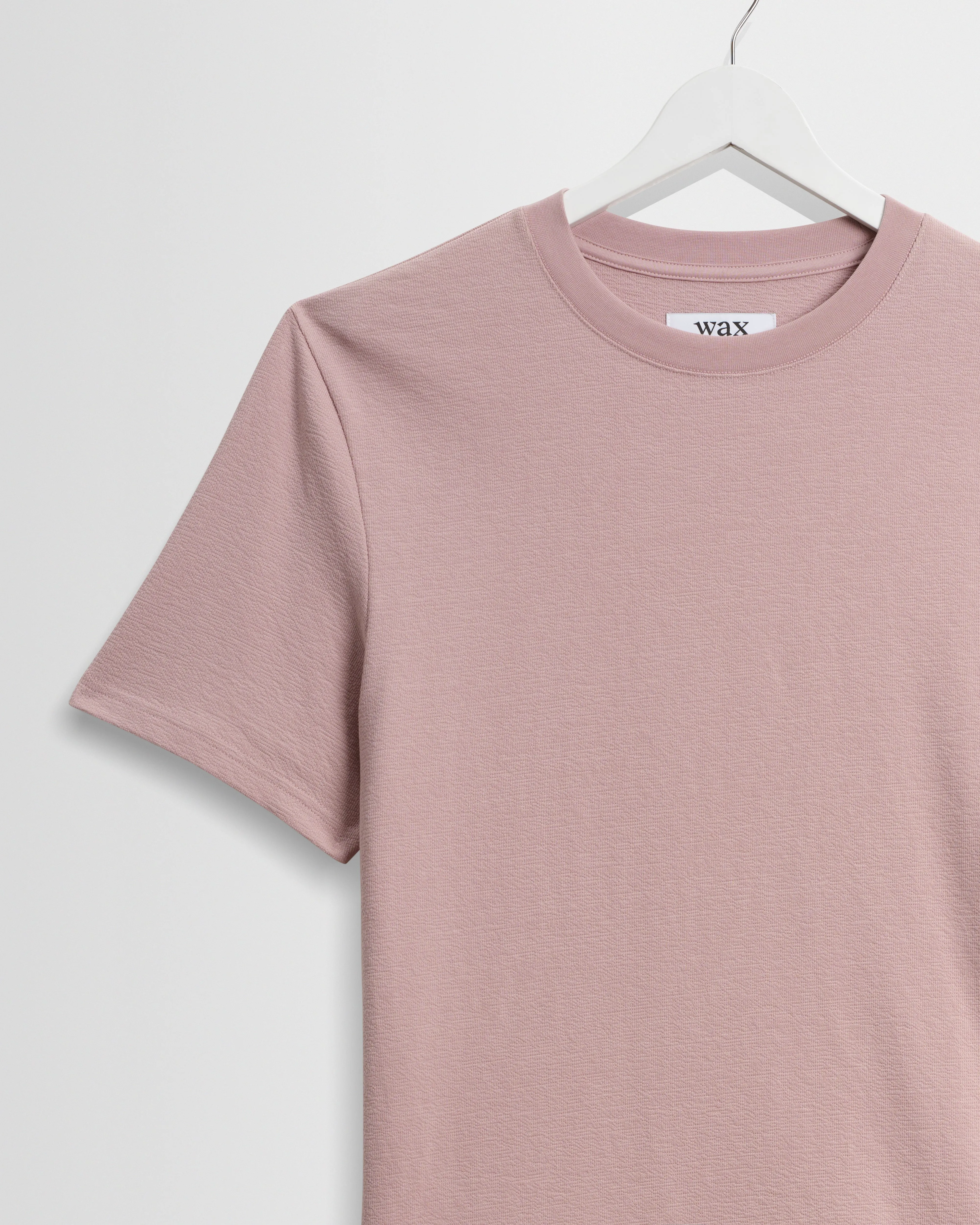 Dean - Dusty Pink Textured Organic Cotton T-Shirt sold by Wax London product image thumbnail 2