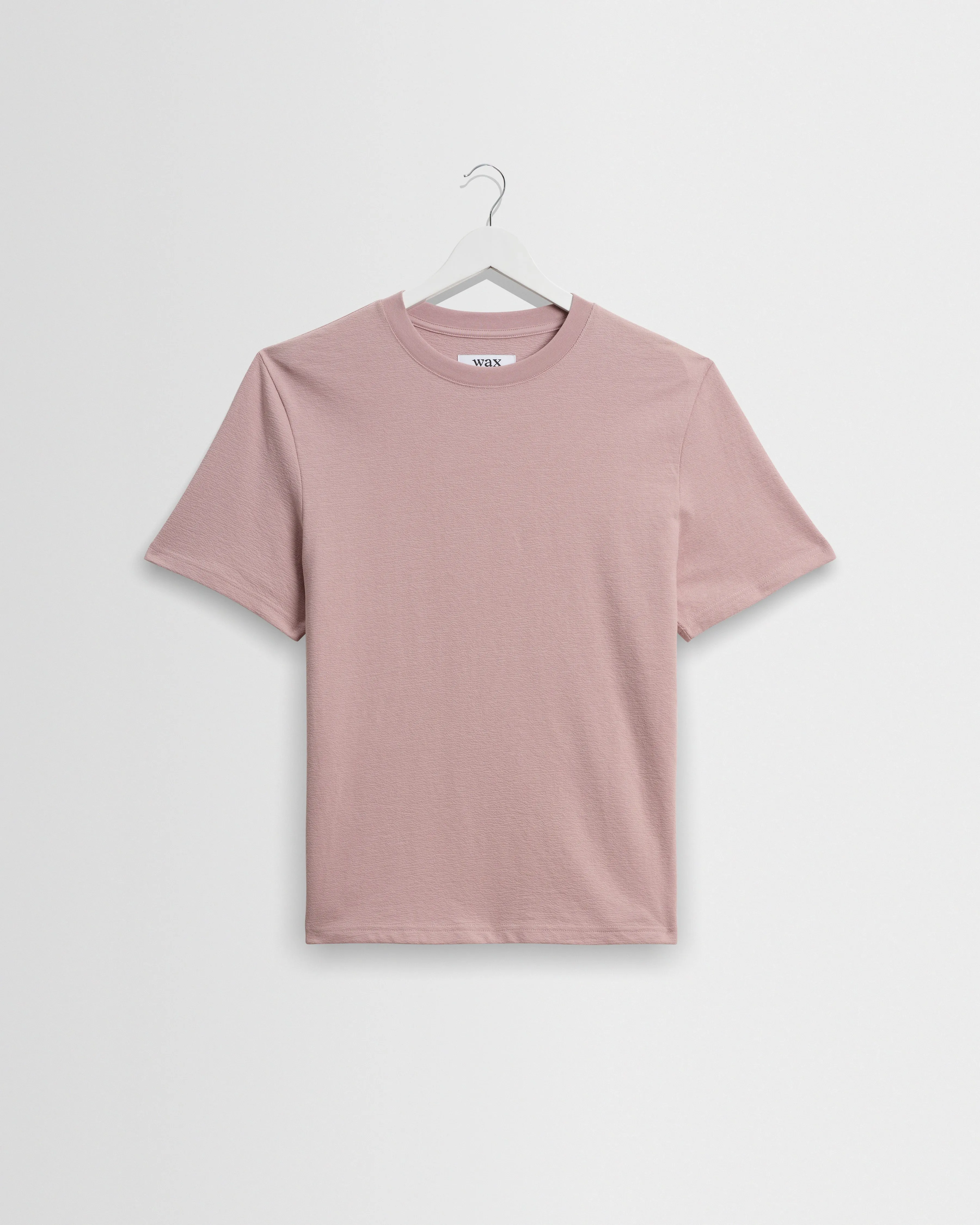 Dean - Dusty Pink Textured Organic Cotton T-Shirt sold by Wax London