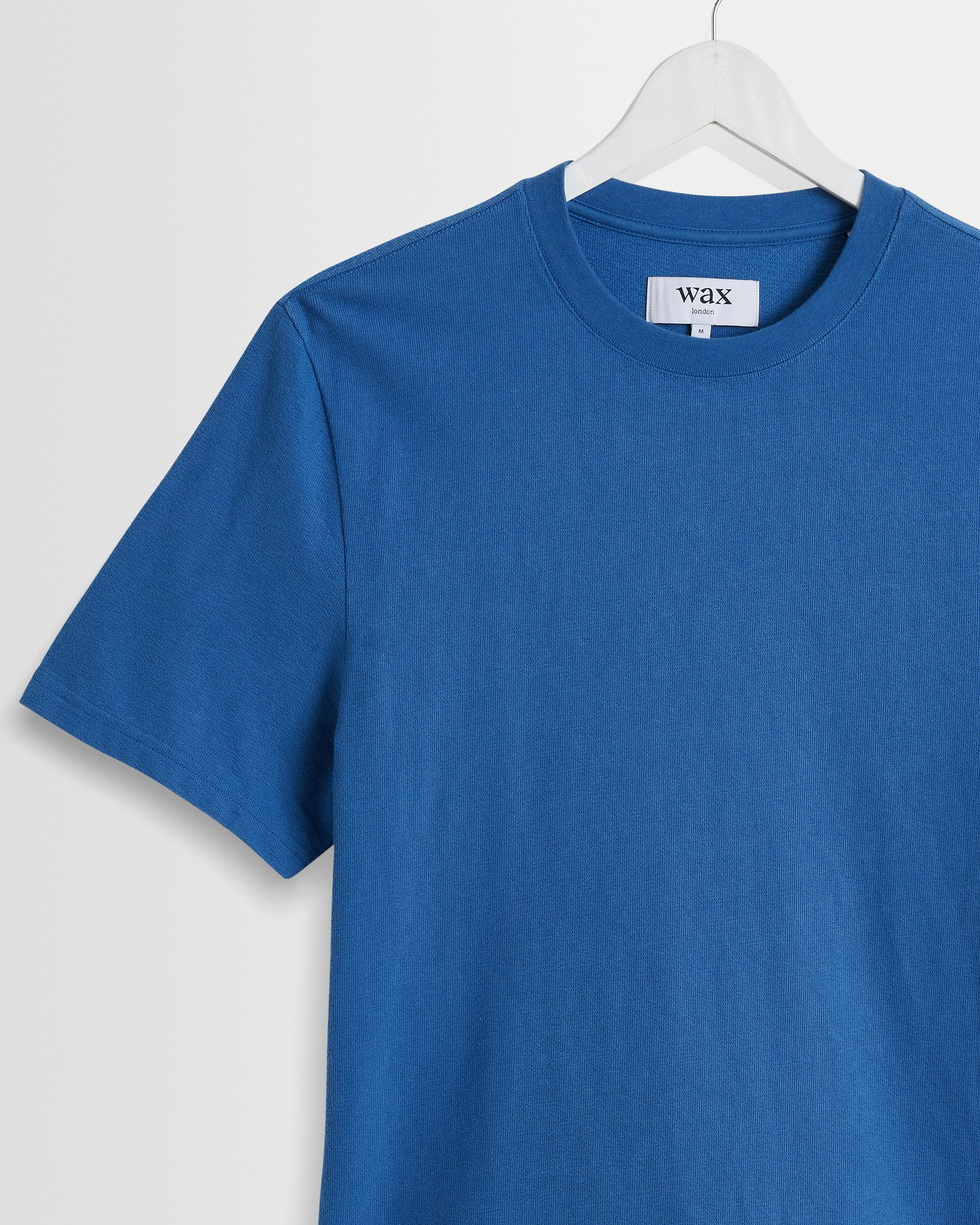 Dean - French Blue Textured Organic Cotton T-Shirt sold by Wax London product image thumbnail 2