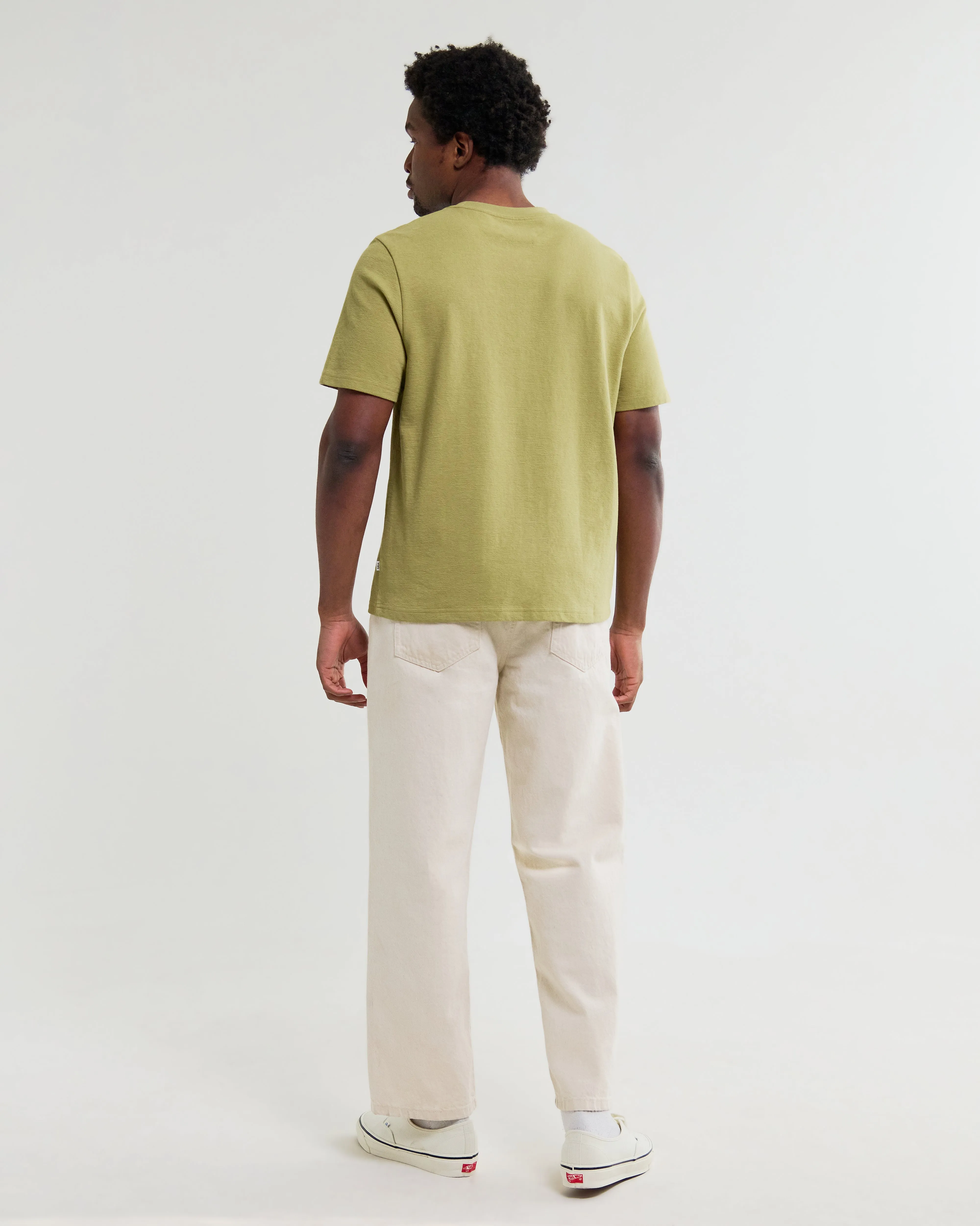Dean - Lime Khaki Textured Organic Cotton T-Shirt sold by Wax London product image thumbnail 5