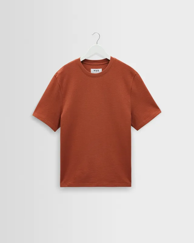 Dean - Rust Textured Organic Cotton T-Shirt made by Wax London