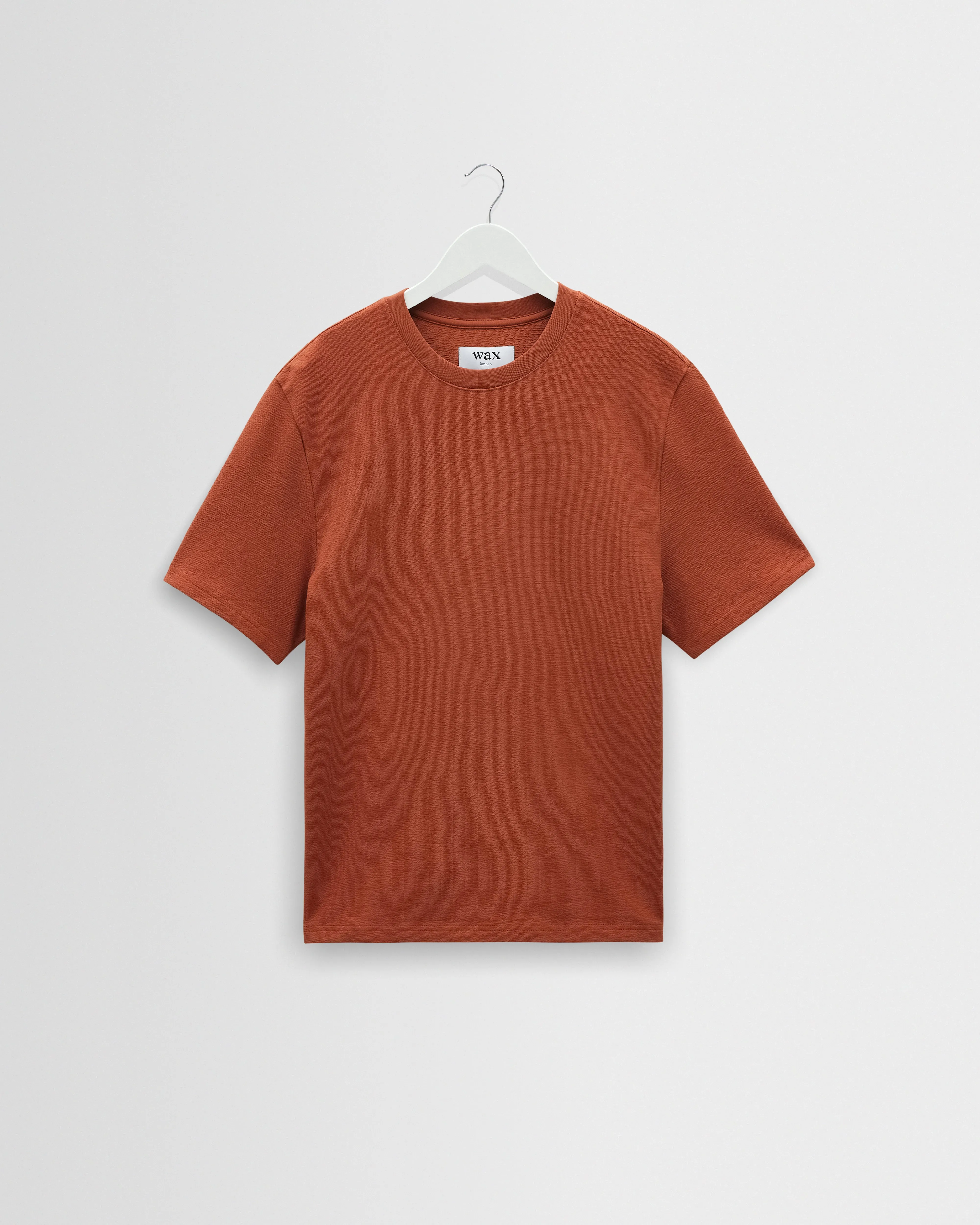 Dean - Rust Textured Organic Cotton T-Shirt sold by Wax London