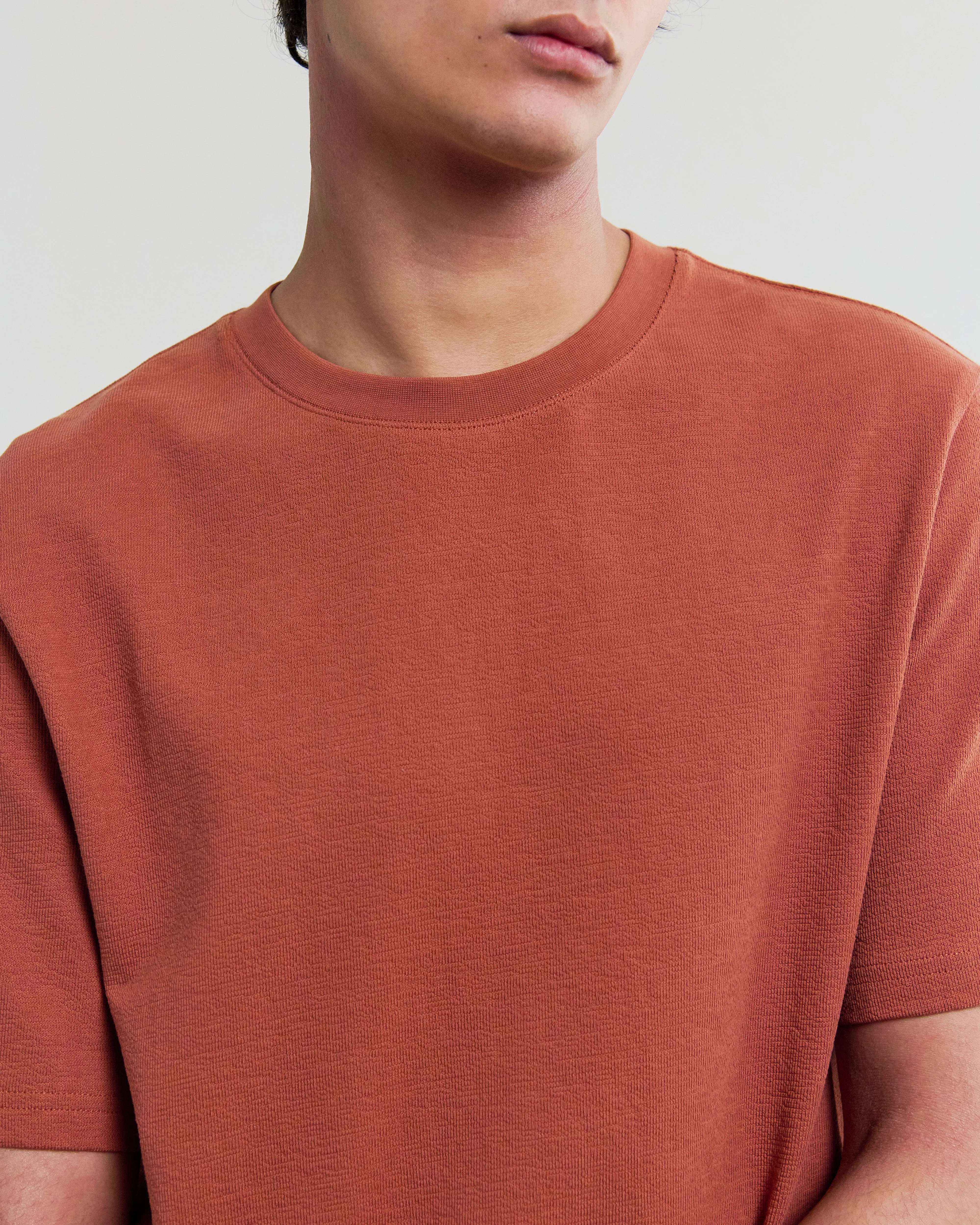 Dean - Rust Textured Organic Cotton T-Shirt sold by Wax London product image thumbnail 3