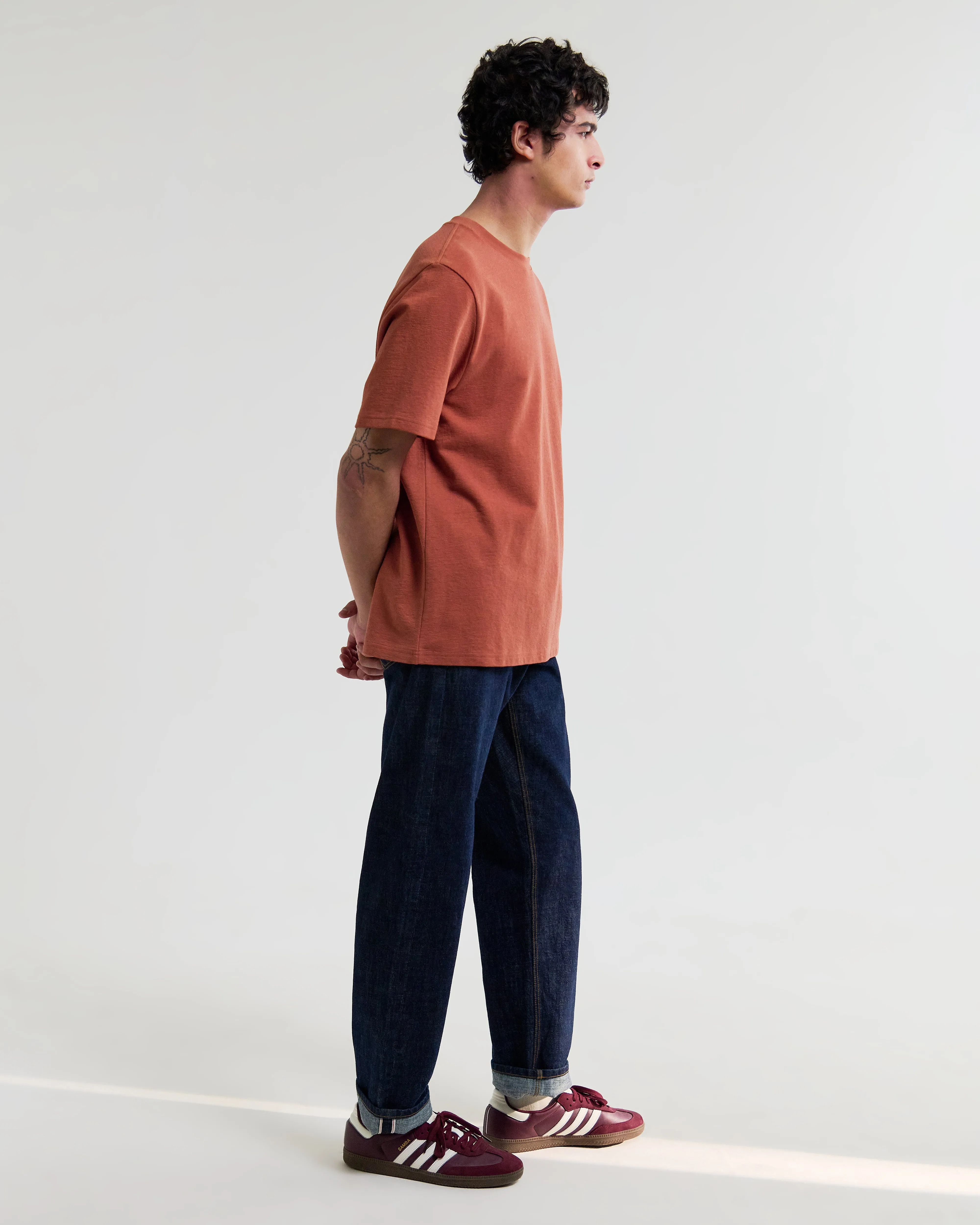 Dean - Rust Textured Organic Cotton T-Shirt sold by Wax London product image thumbnail 5