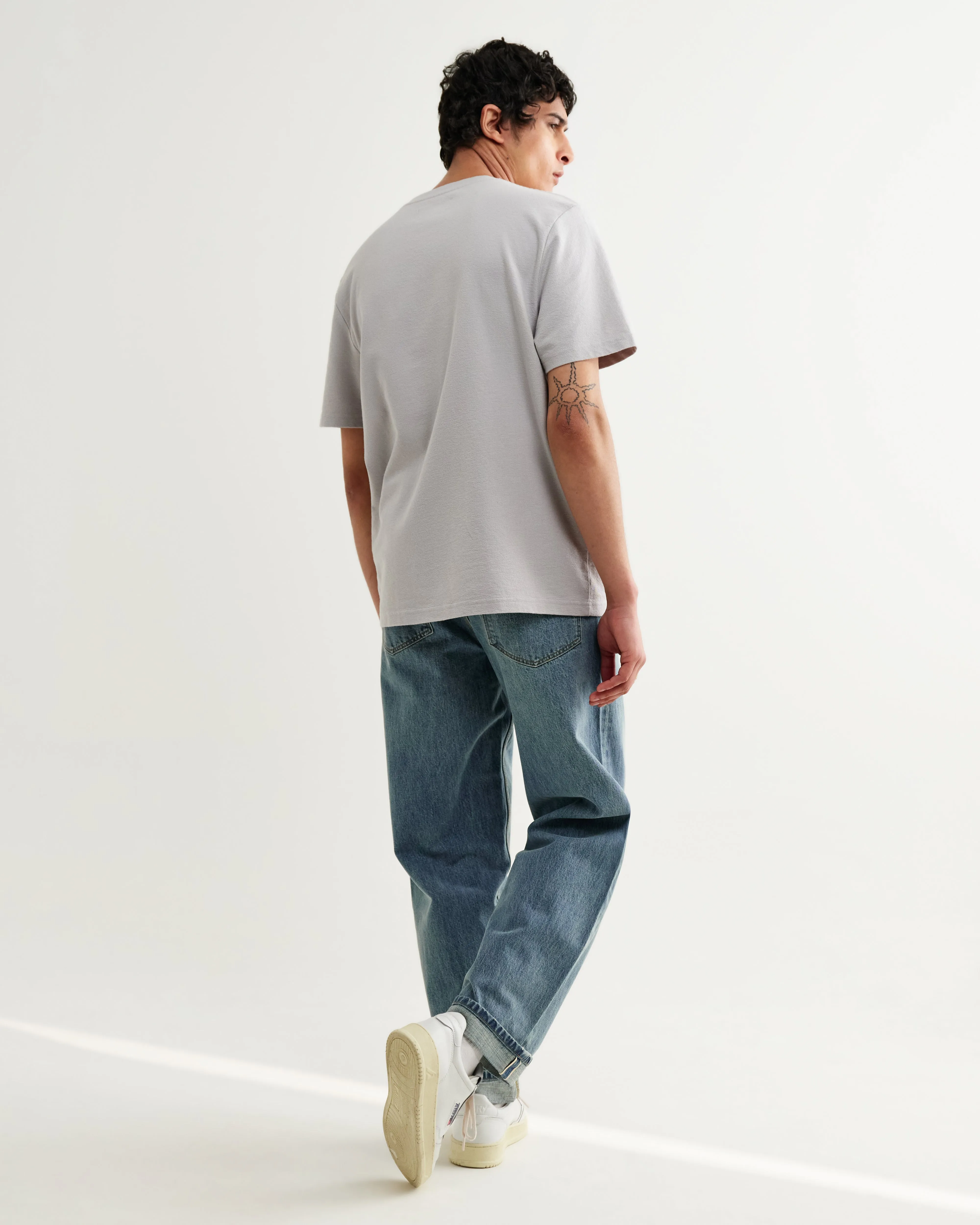 Dean - Soft Grey Textured Organic Cotton T-Shirt sold by Wax London product image thumbnail 5