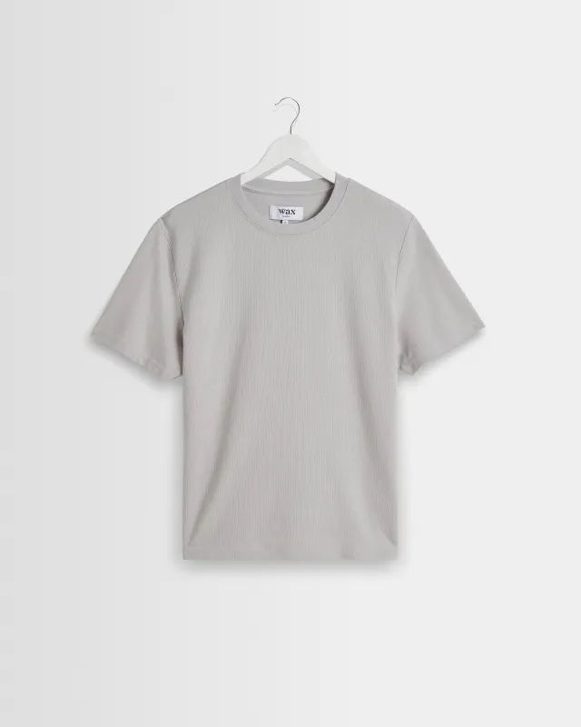 Dean - Soft Grey Textured Organic Cotton T-Shirt sold by Wax London
