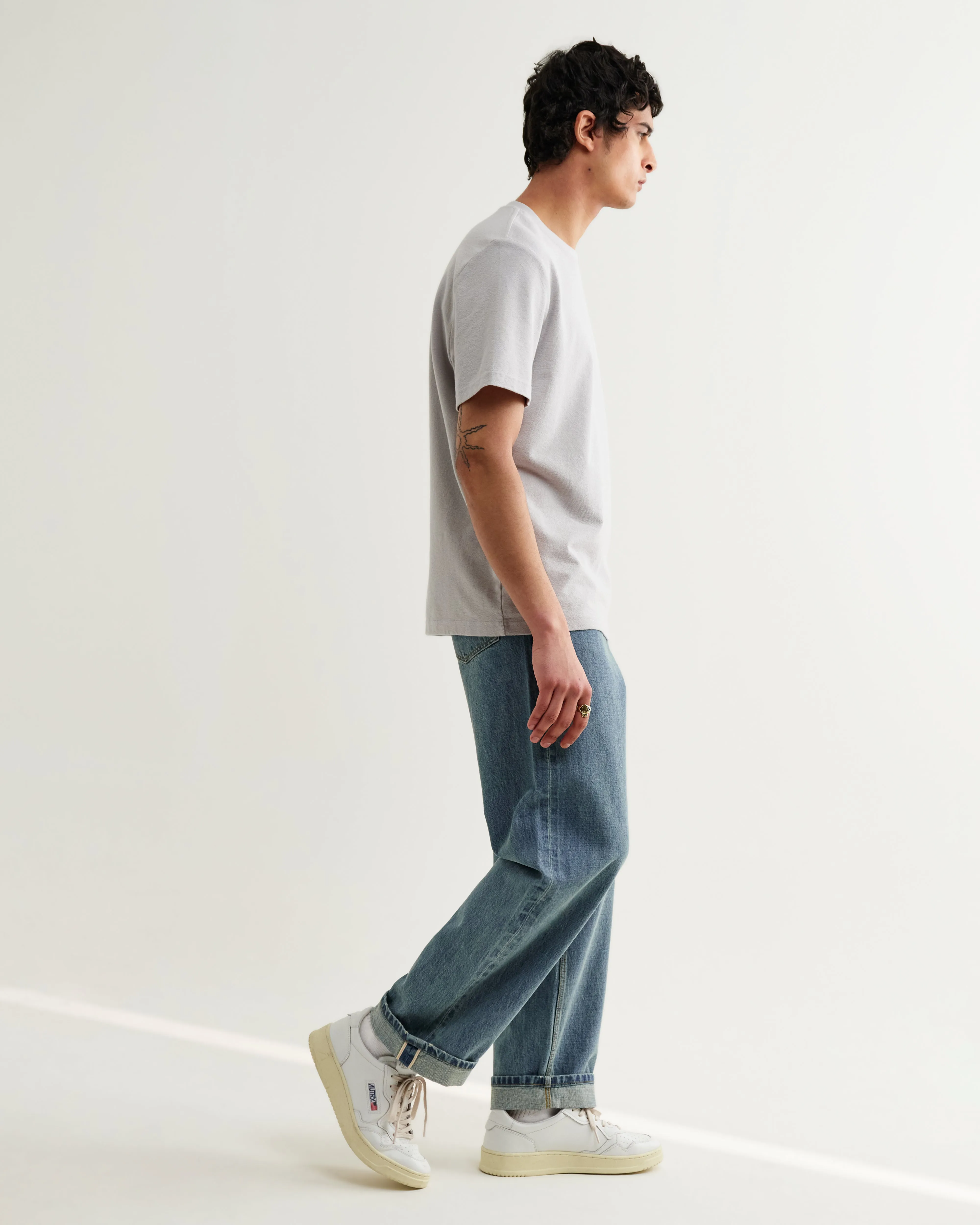 Dean - Soft Grey Textured Organic Cotton T-Shirt sold by Wax London product image thumbnail 4