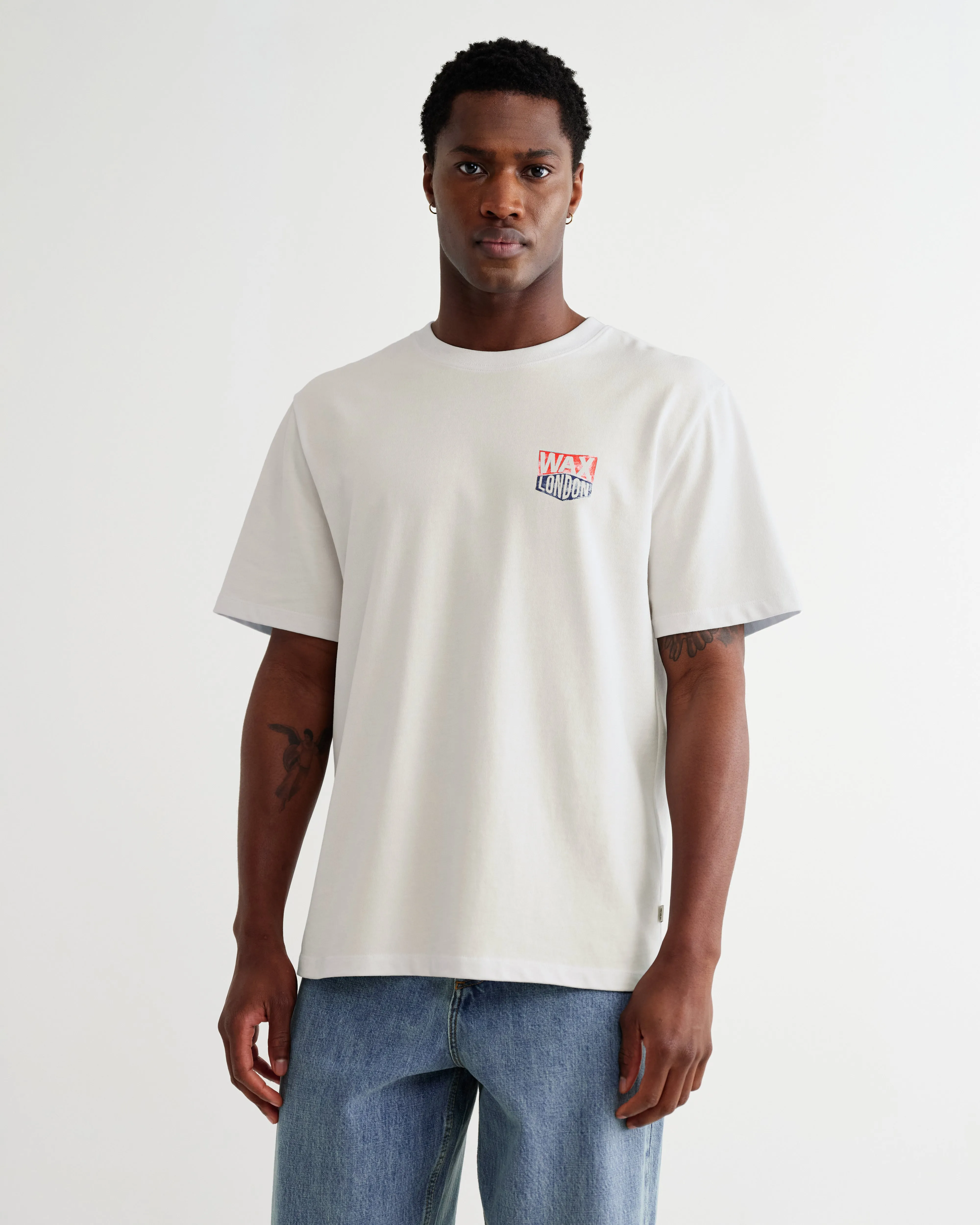 Dean - Off White Painted Badge T-Shirt sold by Wax London product image thumbnail 3