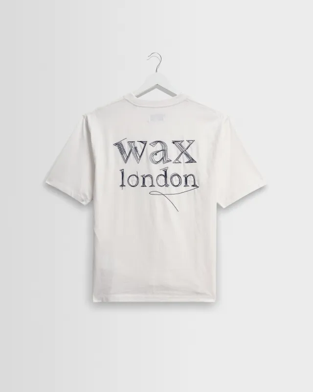 Dean - Off White Scribble Text T-Shirt made by Wax London