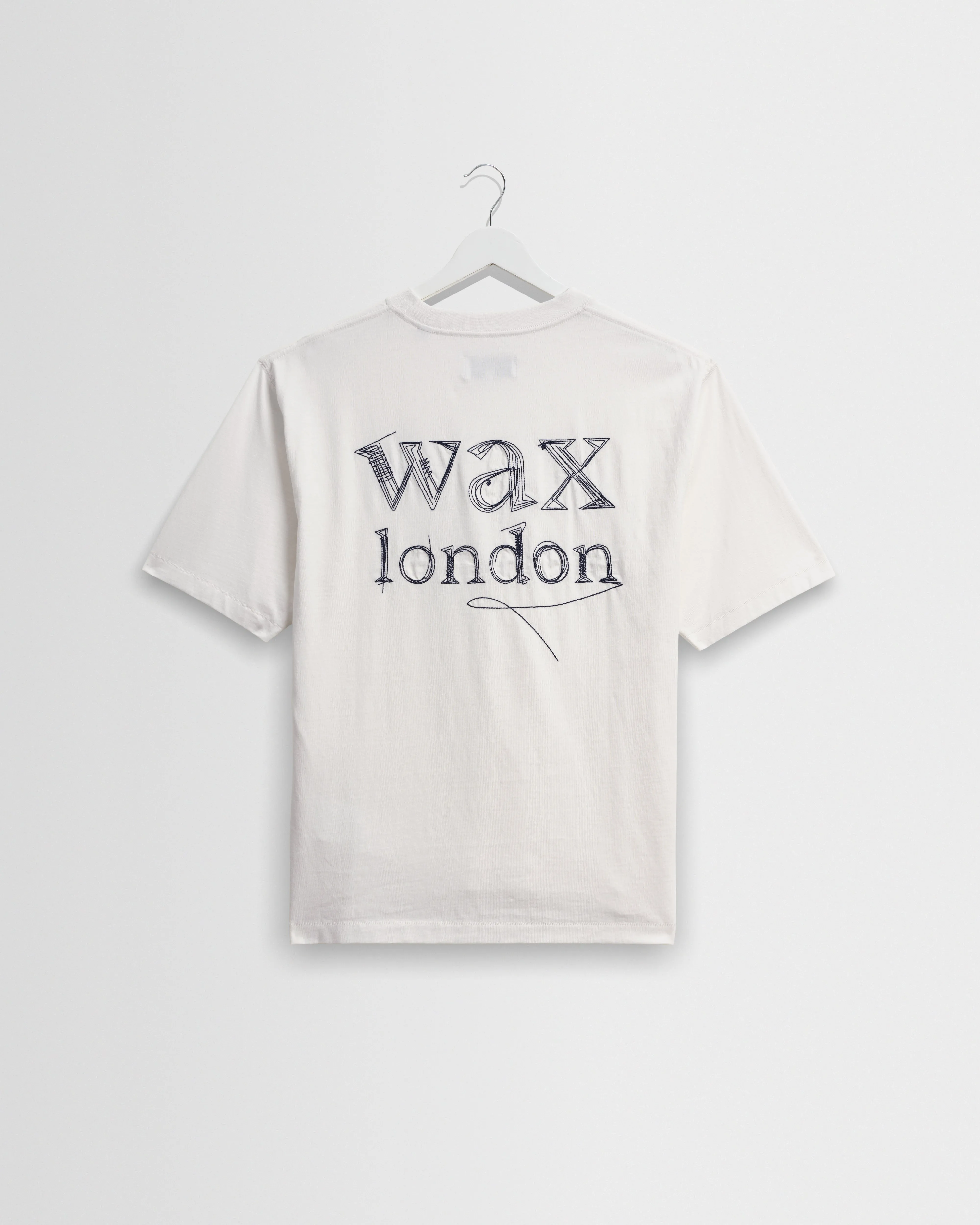Dean - Off White Scribble Text T-Shirt sold by Wax London