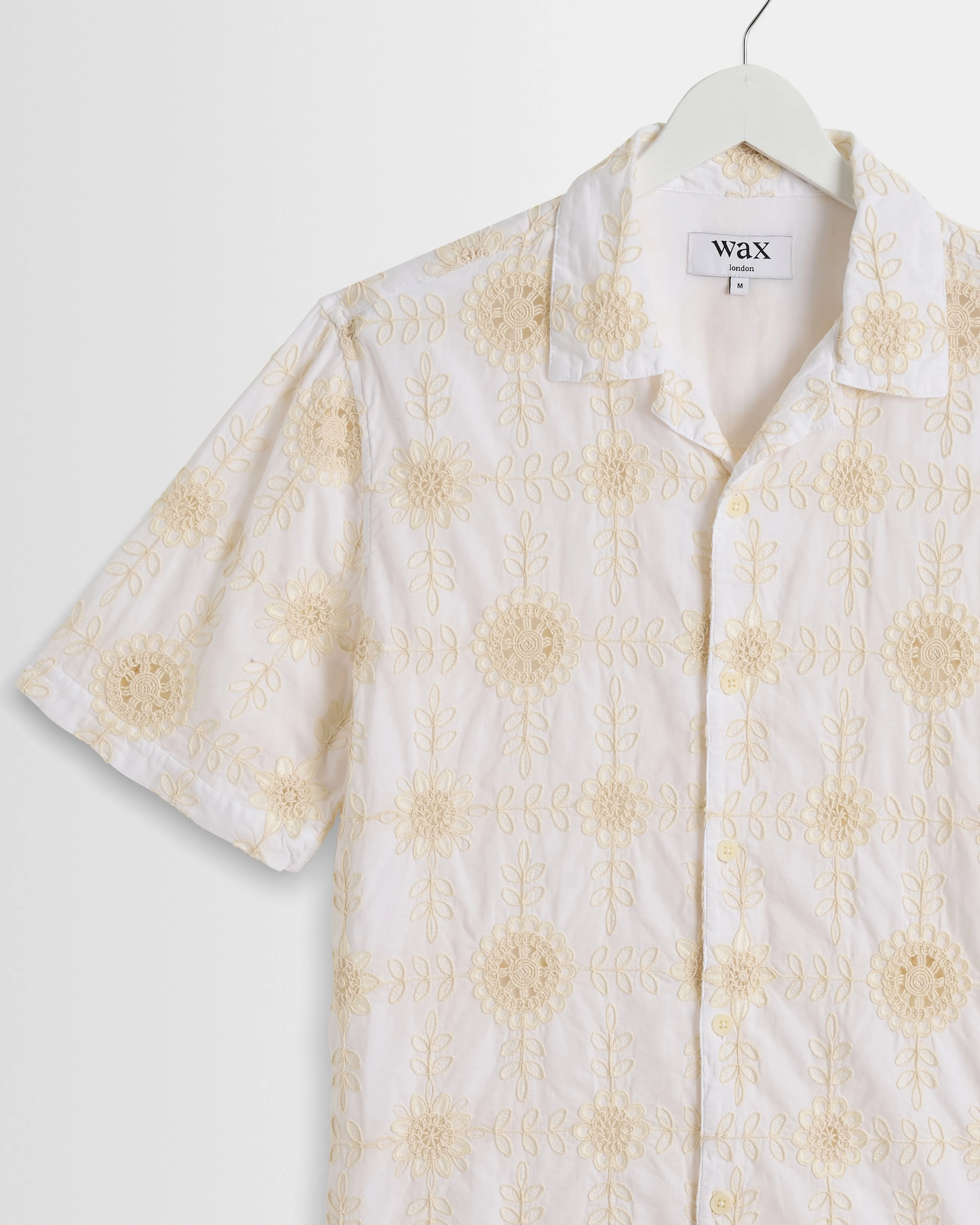 Didcot - White Corded Lace Short-Sleeve Shirt sold by Wax London product image thumbnail 5