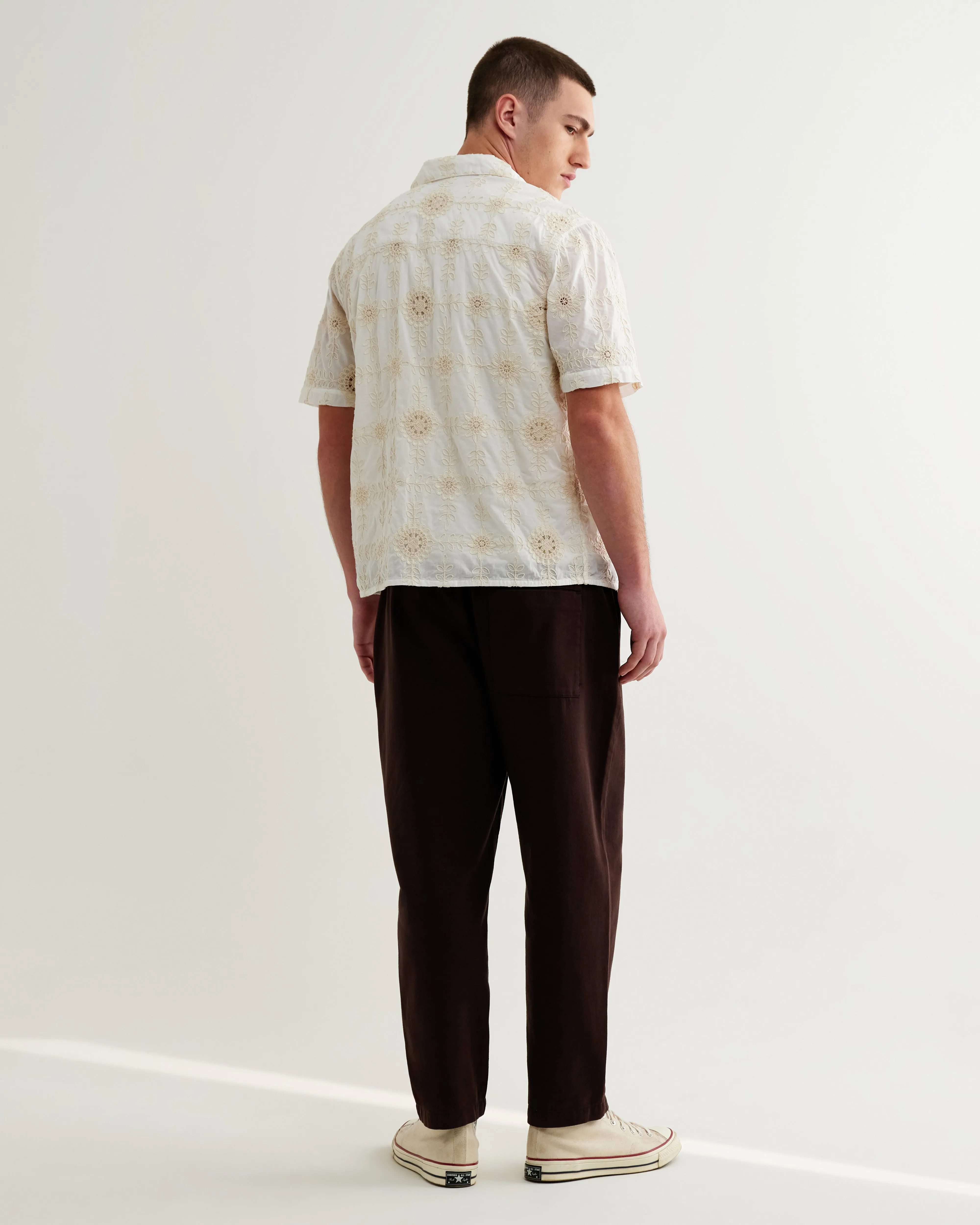 Didcot - White Corded Lace Short-Sleeve Shirt sold by Wax London product image thumbnail 4