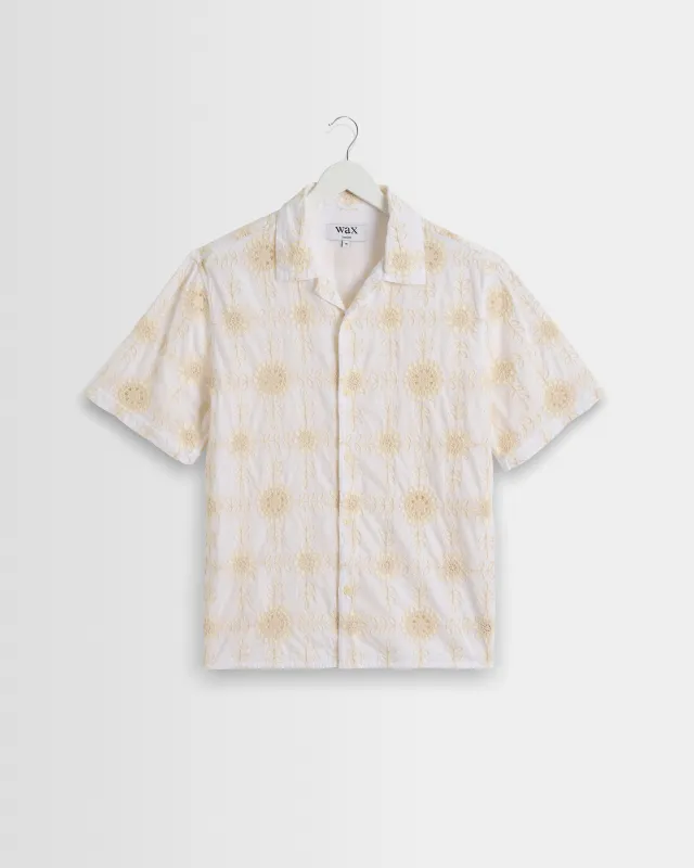 Didcot - White Corded Lace Short-Sleeve Shirt made by Wax London