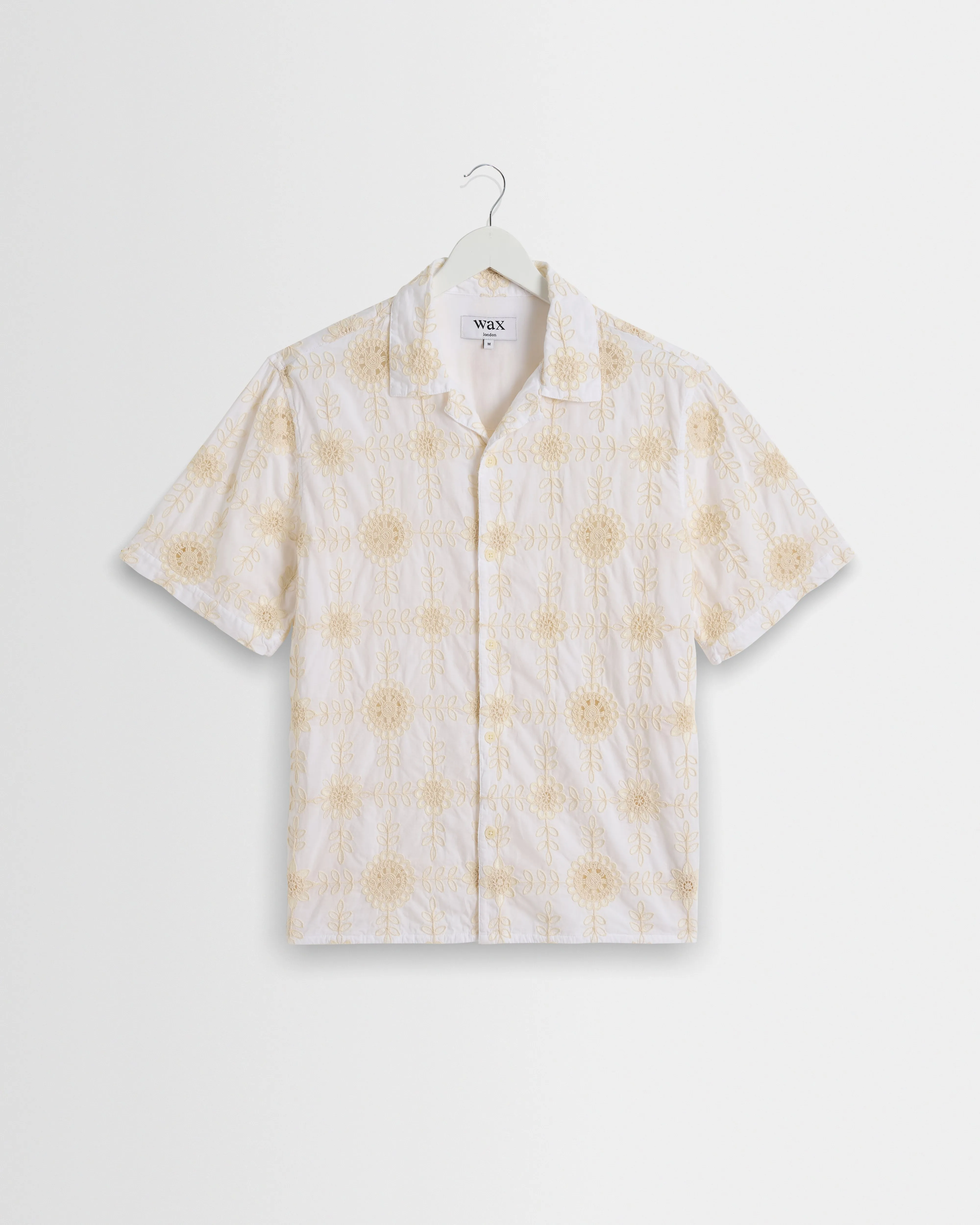 Didcot - White Corded Lace Short-Sleeve Shirt sold by Wax London