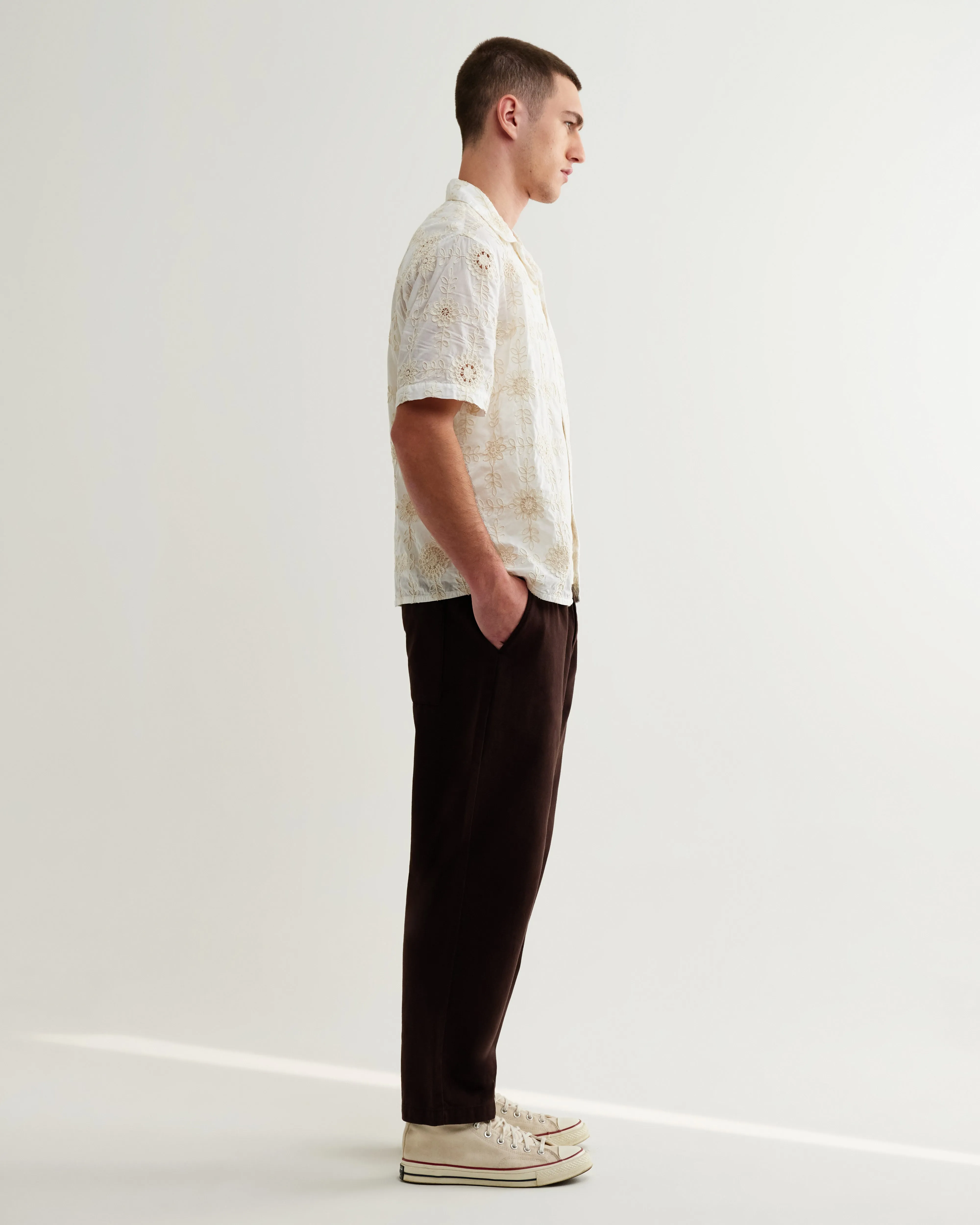 Didcot - White Corded Lace Short-Sleeve Shirt sold by Wax London product image thumbnail 3