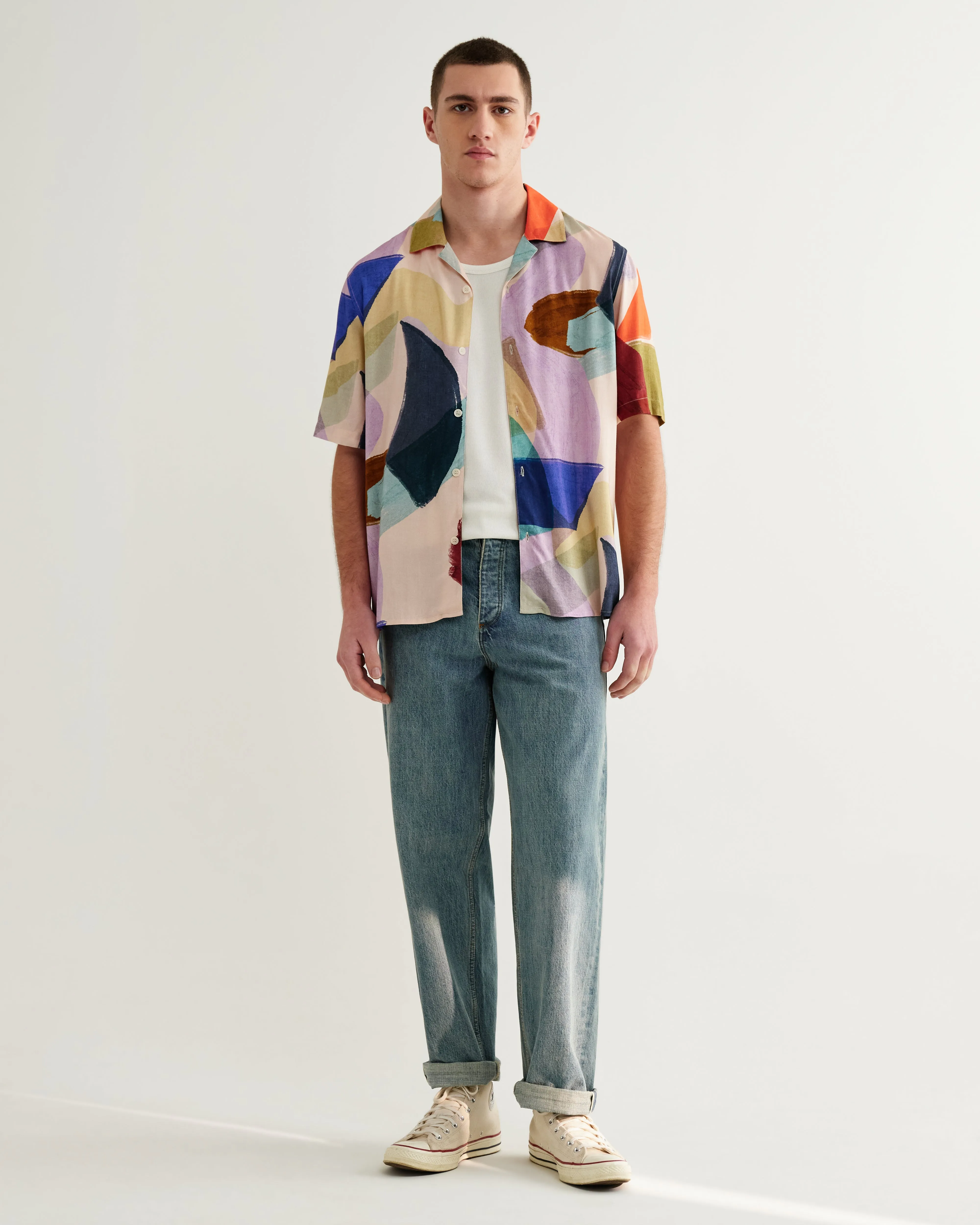 Didcot - Multicolour Painted Shapes Short-Sleeve Shirt sold by Wax London product image thumbnail 3