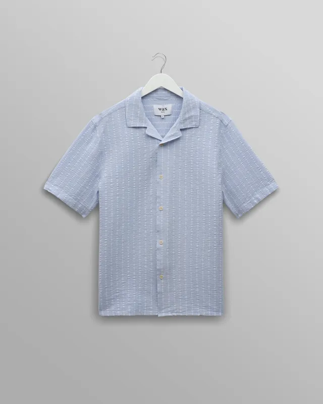 Didcot - Blue And Ecru Seersucker Stripe Short-Sleeve Shirt sold by Wax London