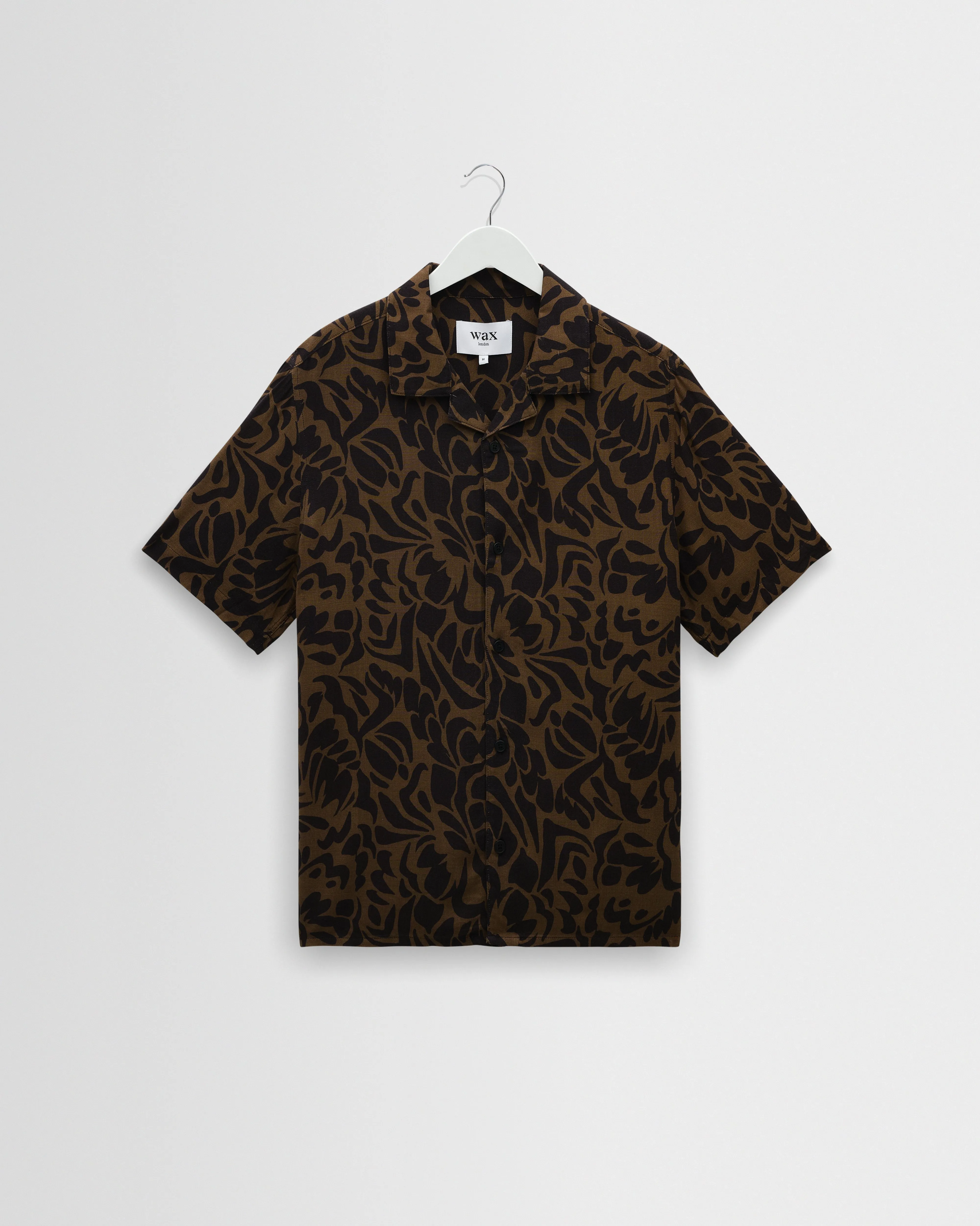 Didcot - Black And Brown Floral Viscose Short-Sleeve Shirt sold by Wax London