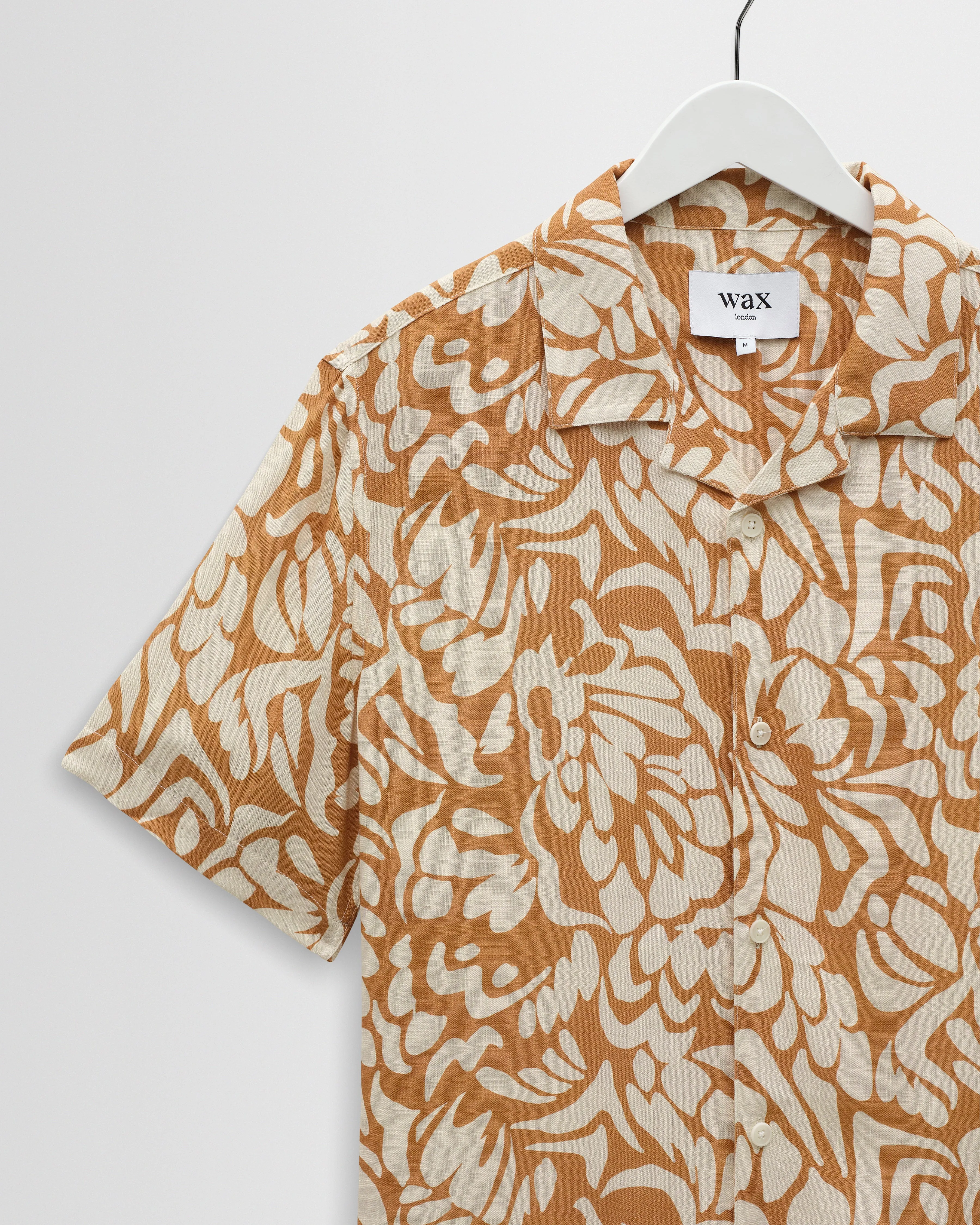 Didcot - Tan And Beige Floral Viscose Short-Sleeve Shirt sold by Wax London product image thumbnail 2