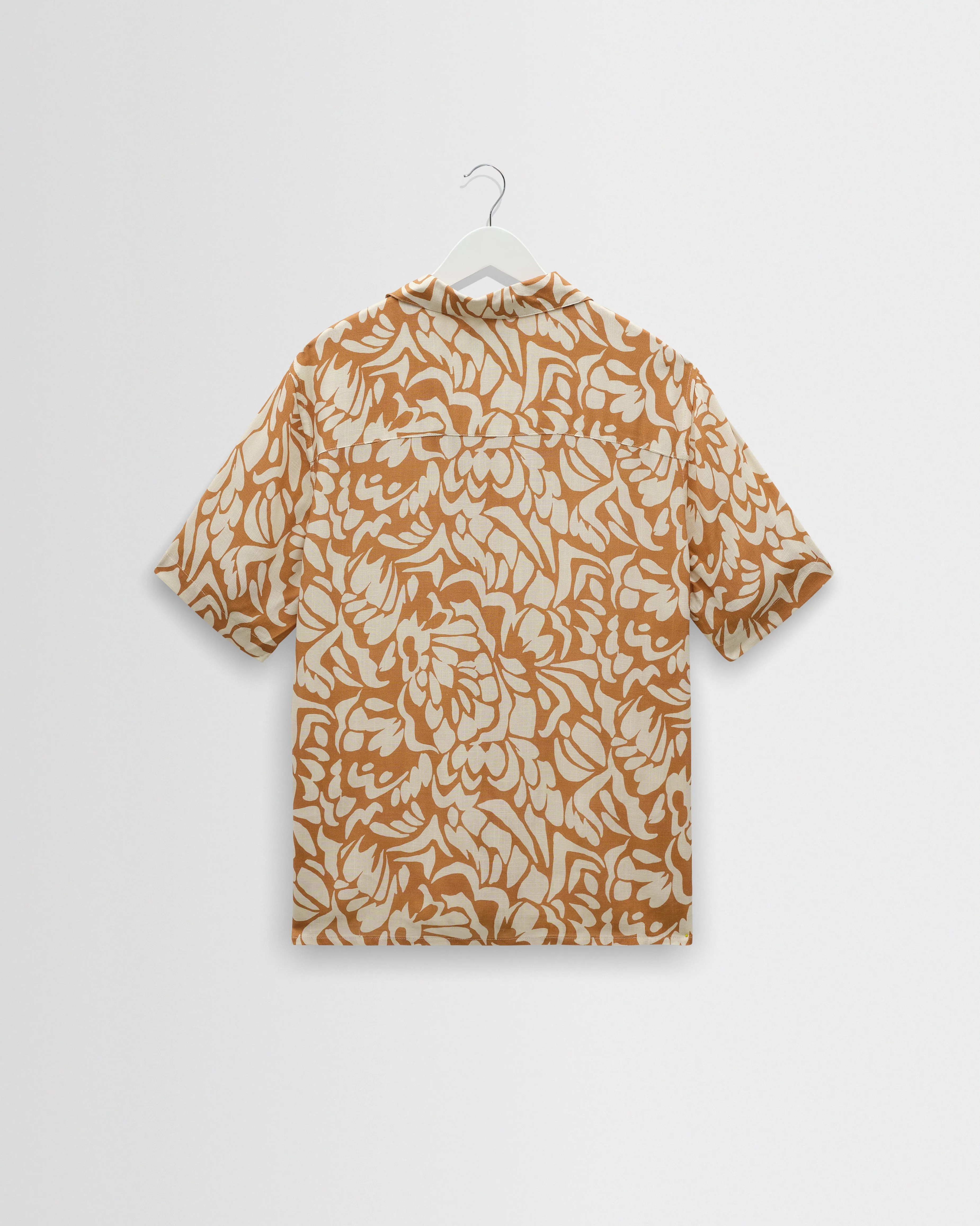 Didcot - Tan And Beige Floral Viscose Short-Sleeve Shirt sold by Wax London product image thumbnail 3