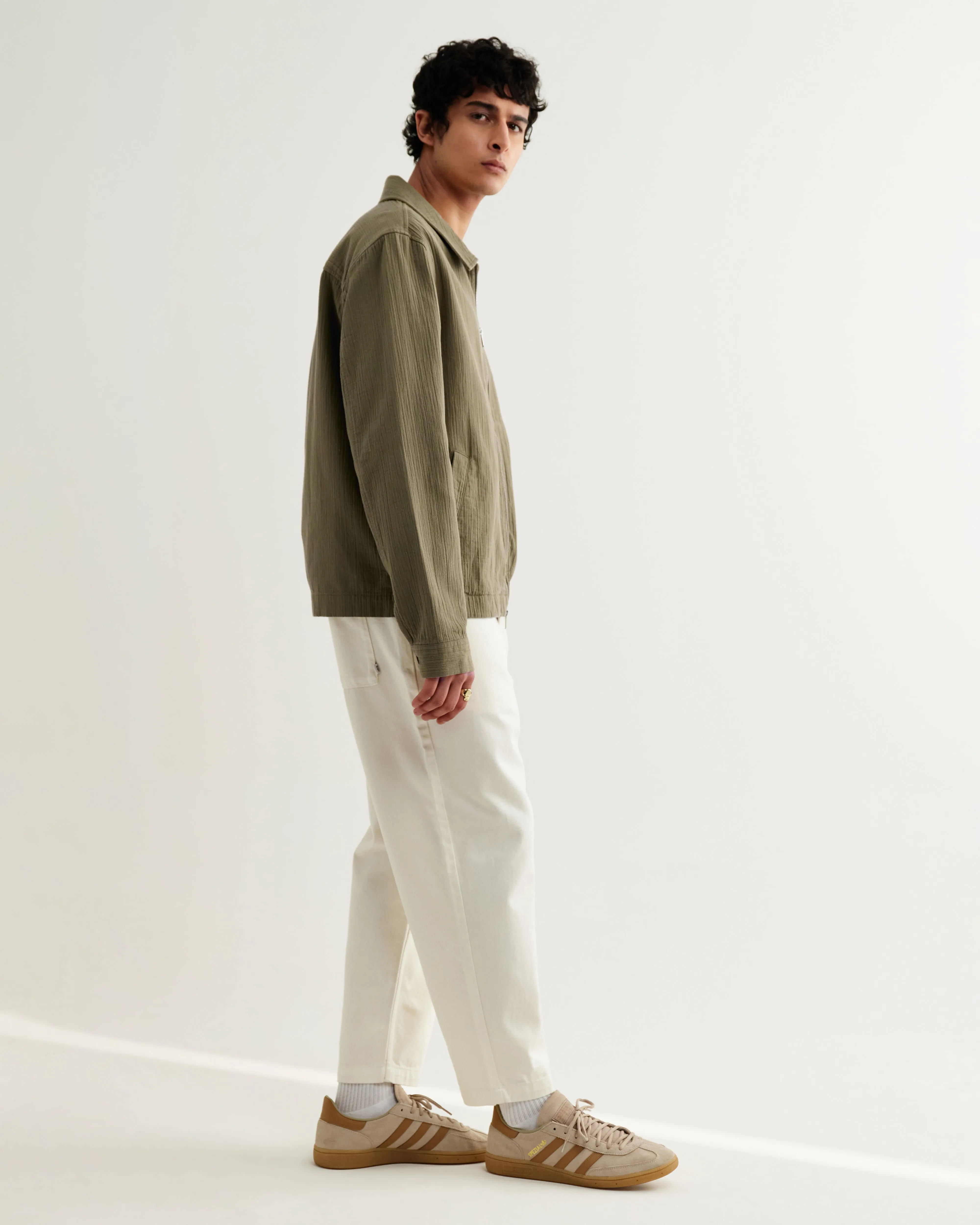 Eldon - Khaki Crinkle Cotton-Linen Jacket sold by Wax London product image thumbnail 5