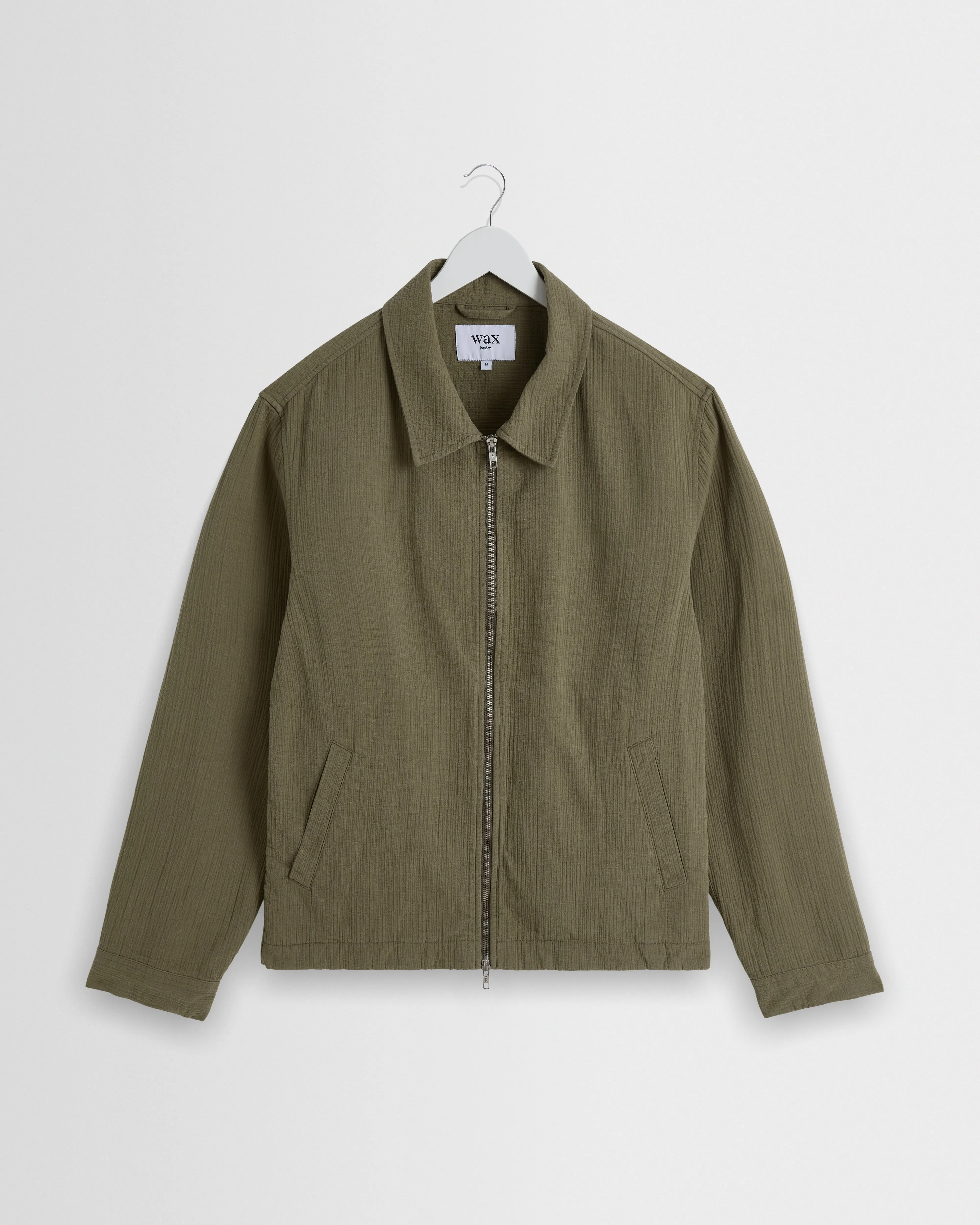 Eldon - Khaki Crinkle Cotton-Linen Jacket sold by Wax London