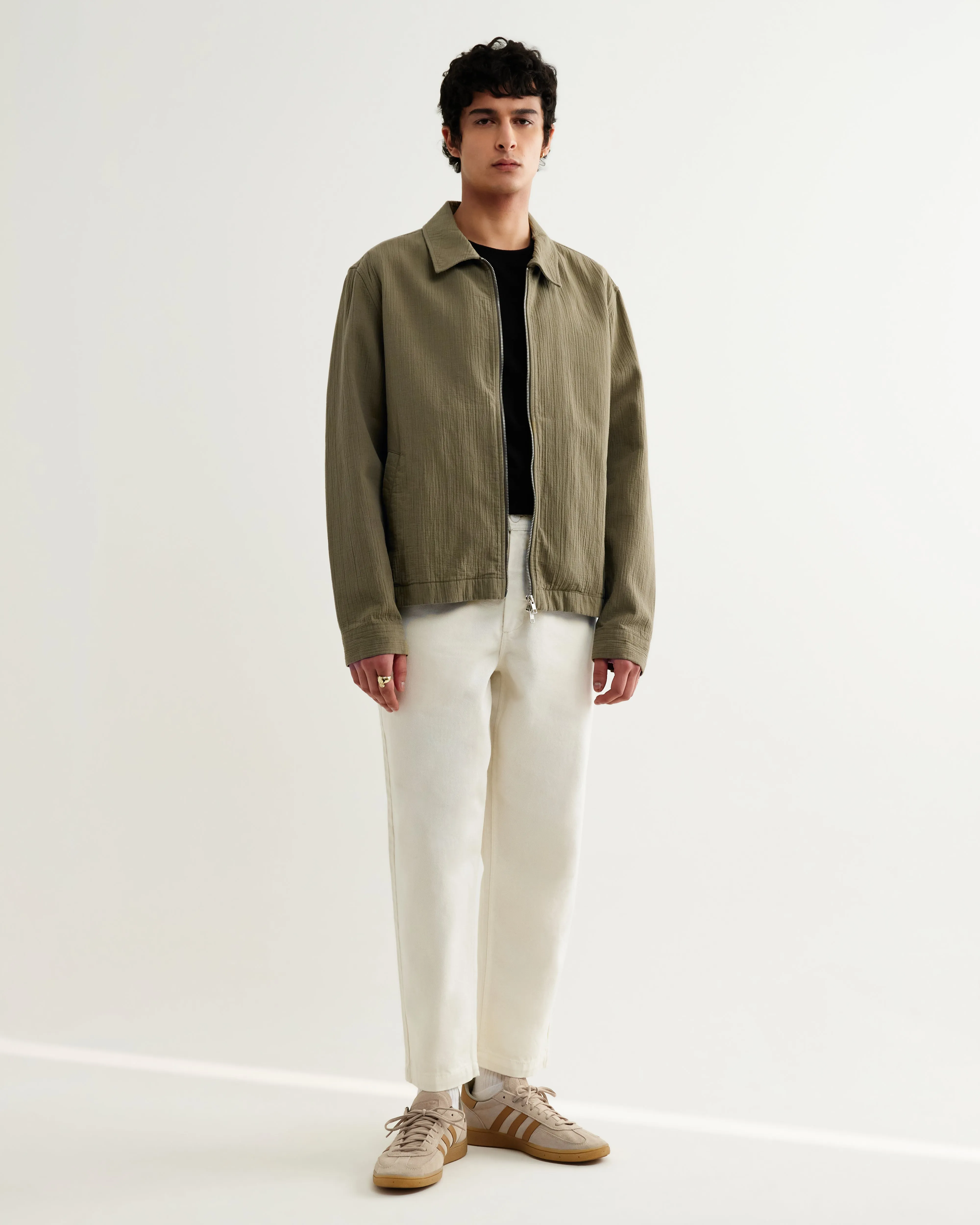 Eldon - Khaki Crinkle Cotton-Linen Jacket sold by Wax London product image thumbnail 4