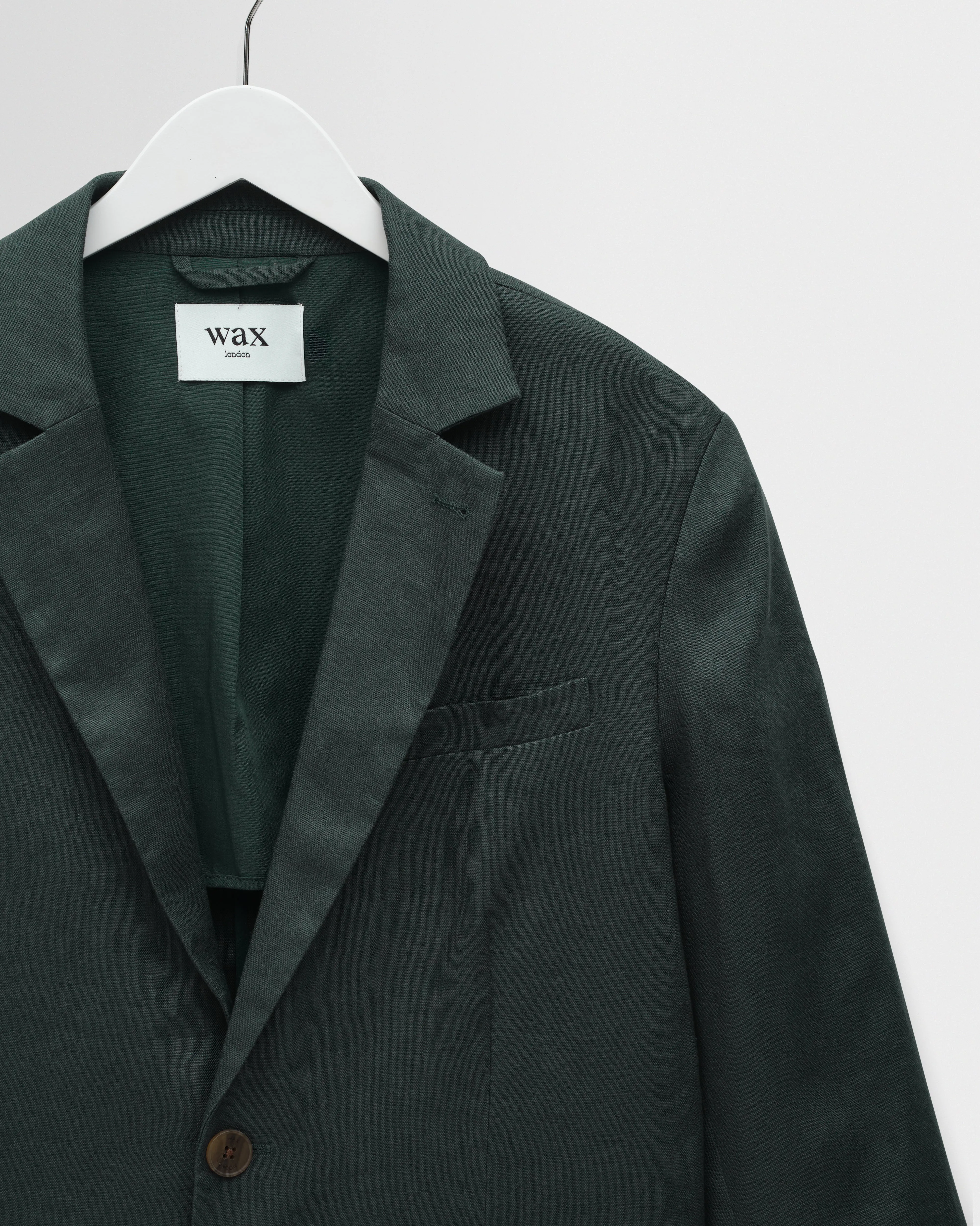 Fintry - Dark Green Linen Single-Breasted Blazer sold by Wax London product image thumbnail 2