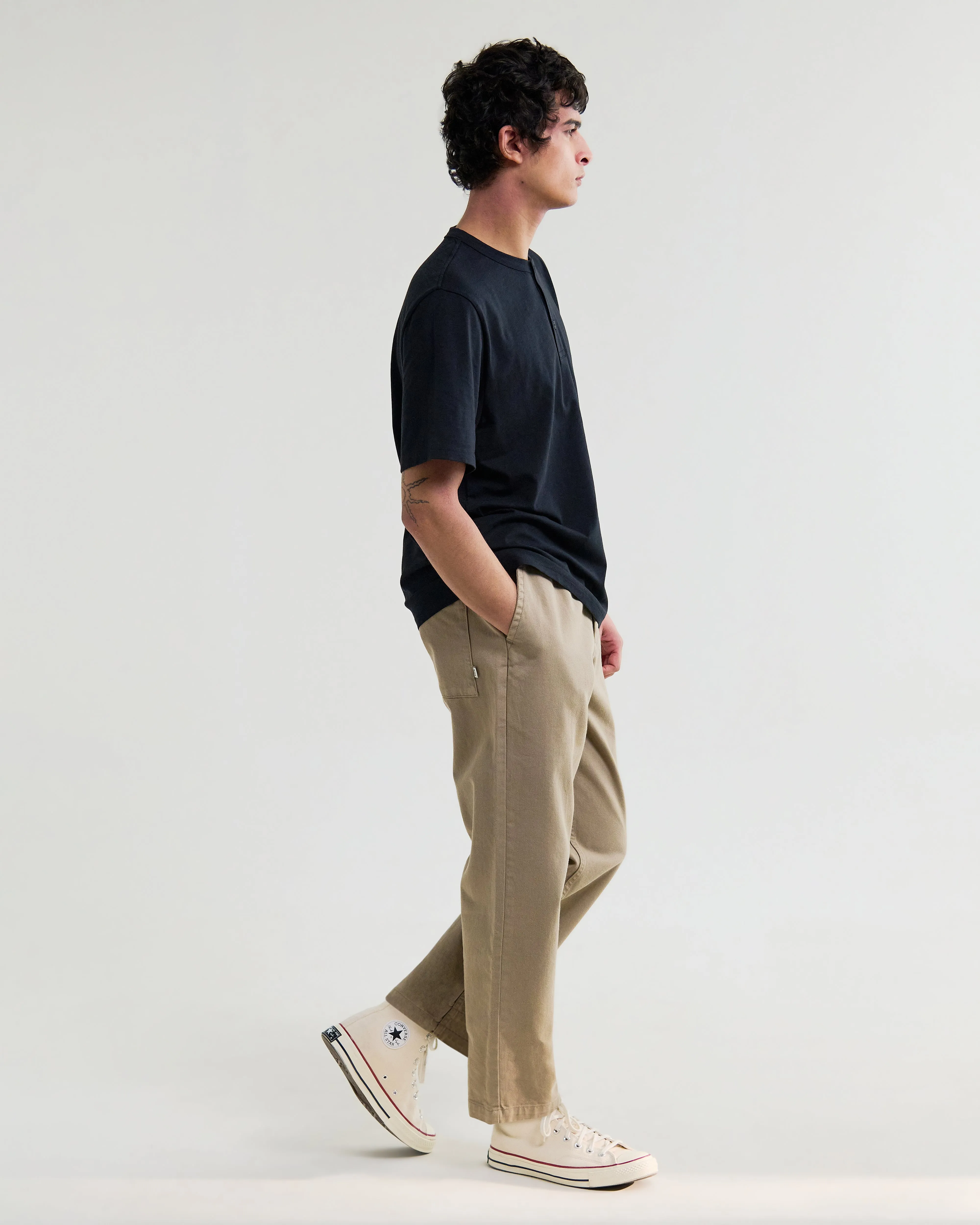 Hill - Black Slub Organic Cotton Henley T-Shirt sold by Wax London product image thumbnail 5