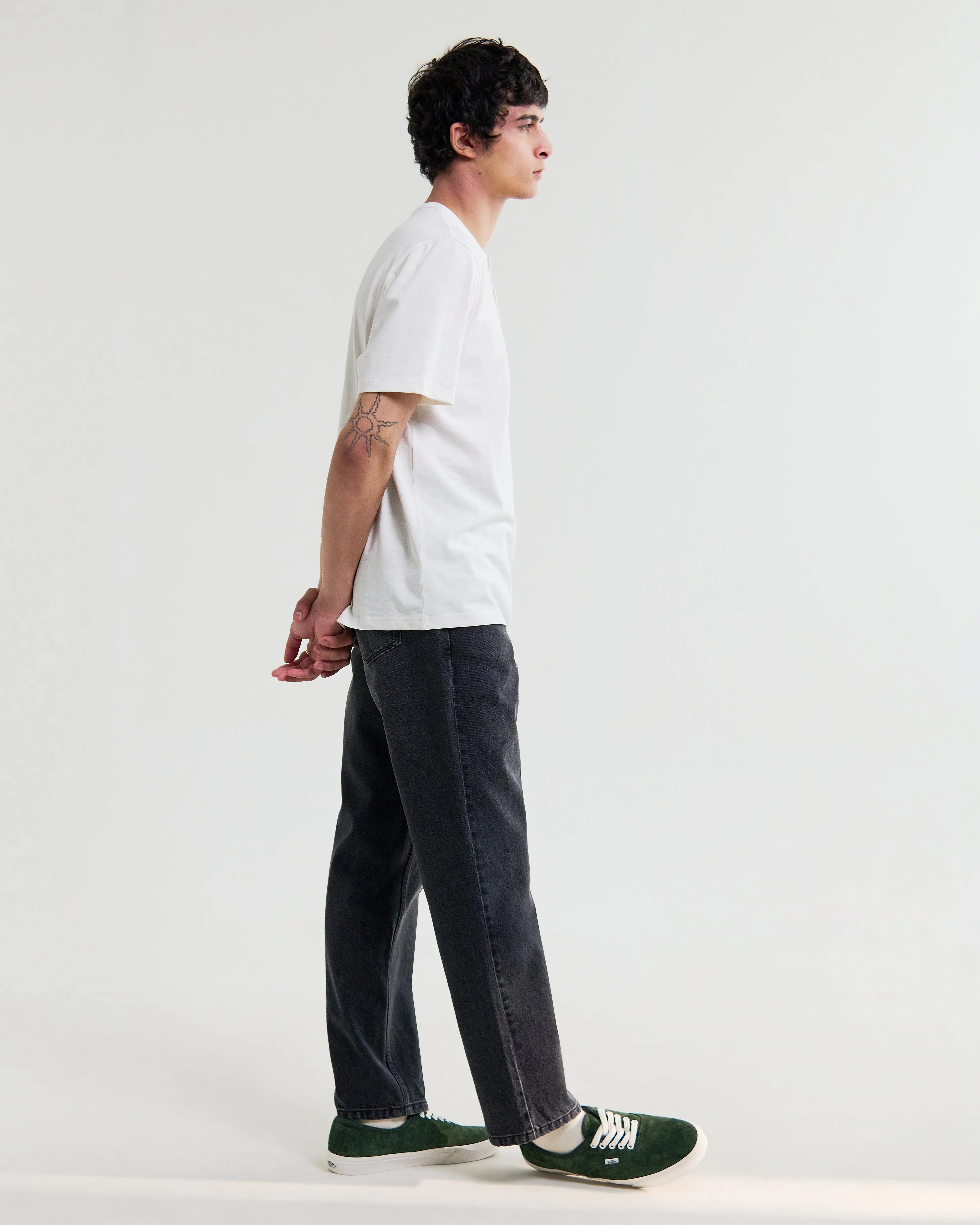 Hill - Off White Slub Organic Cotton Henley T-Shirt sold by Wax London product image thumbnail 5