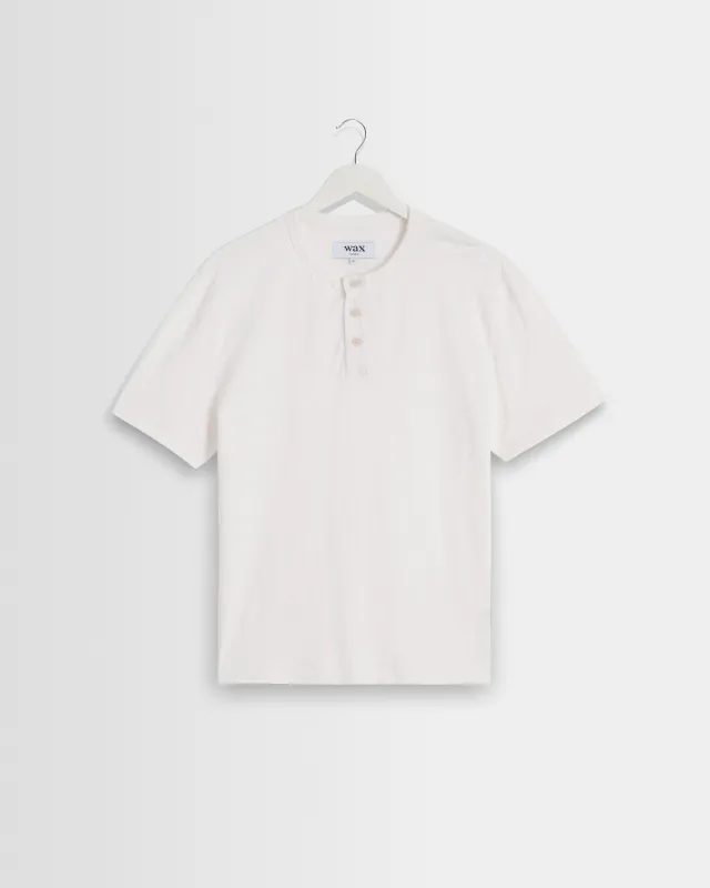 Hill - Off White Slub Organic Cotton Henley T-Shirt made by Wax London