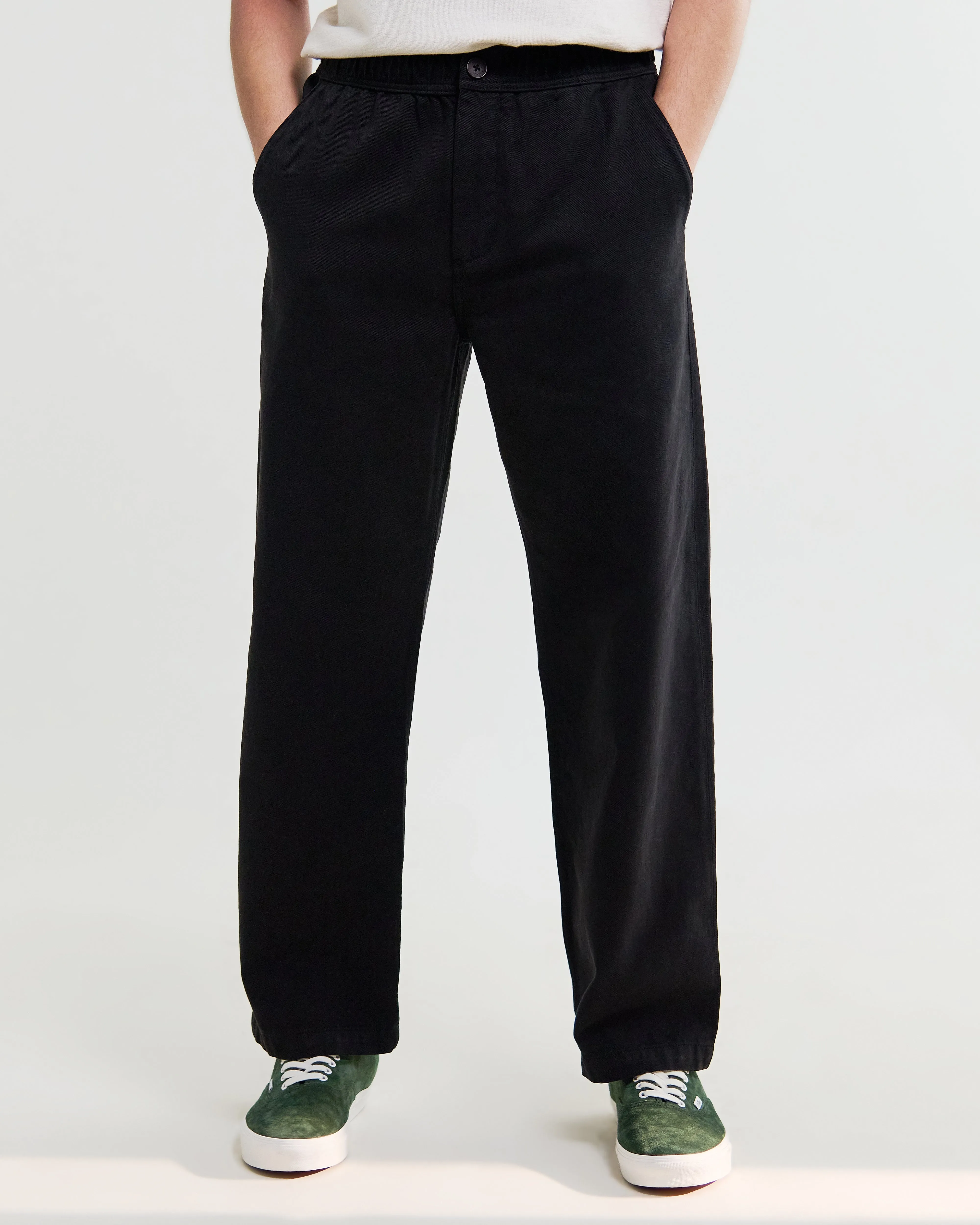 Hyde - Black Organic Cotton Twill Straight Fit Trousers sold by Wax London product image thumbnail 3