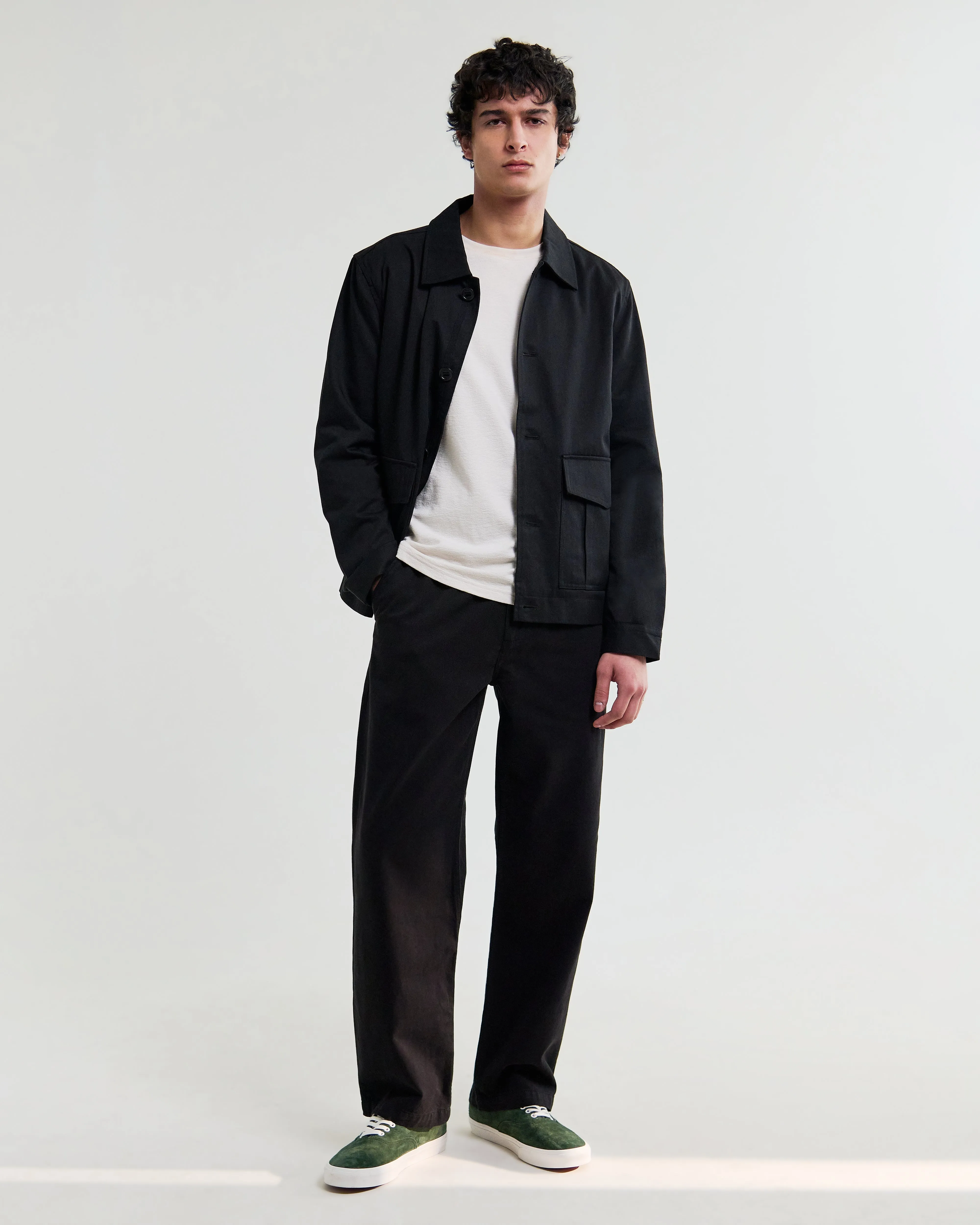 Hyde - Black Organic Cotton Twill Straight Fit Trousers sold by Wax London product image thumbnail 2
