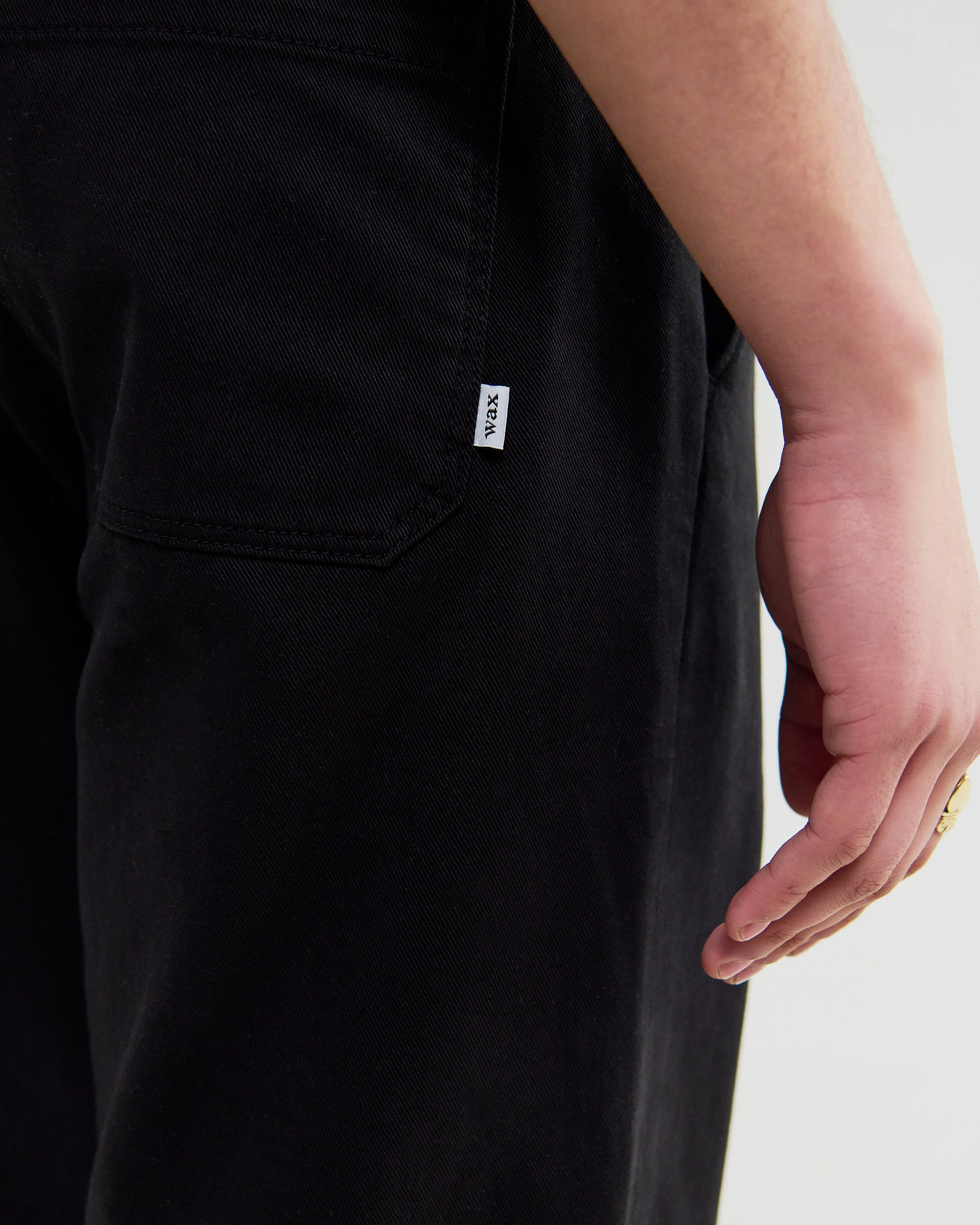 Hyde - Black Organic Cotton Twill Straight Fit Trousers sold by Wax London product image thumbnail 4