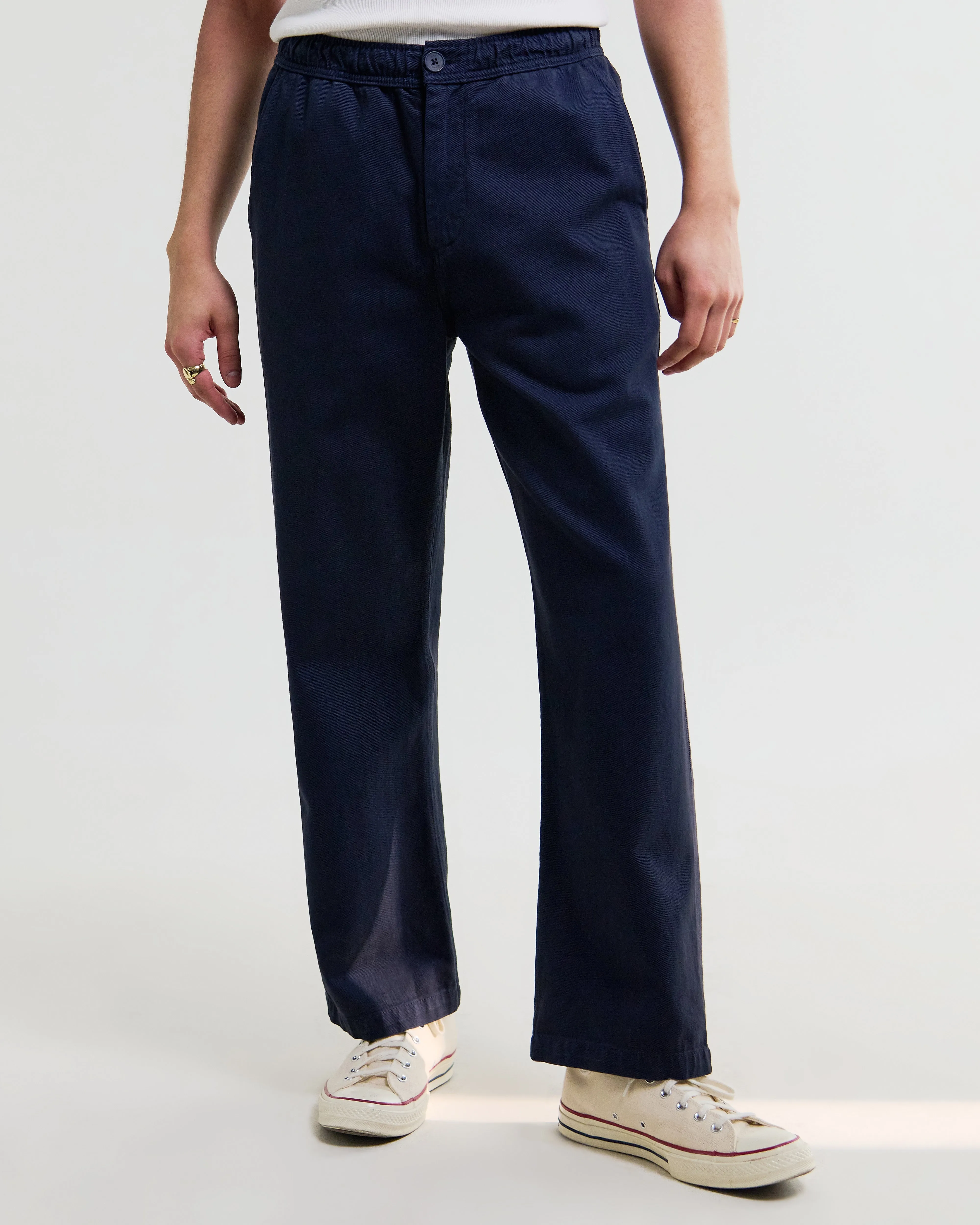 Hyde - Navy Organic Cotton Twill Straight Fit Trousers sold by Wax London product image thumbnail 2