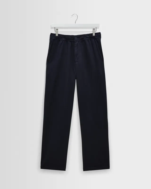 Hyde - Navy Organic Cotton Twill Straight Fit Trousers made by Wax London