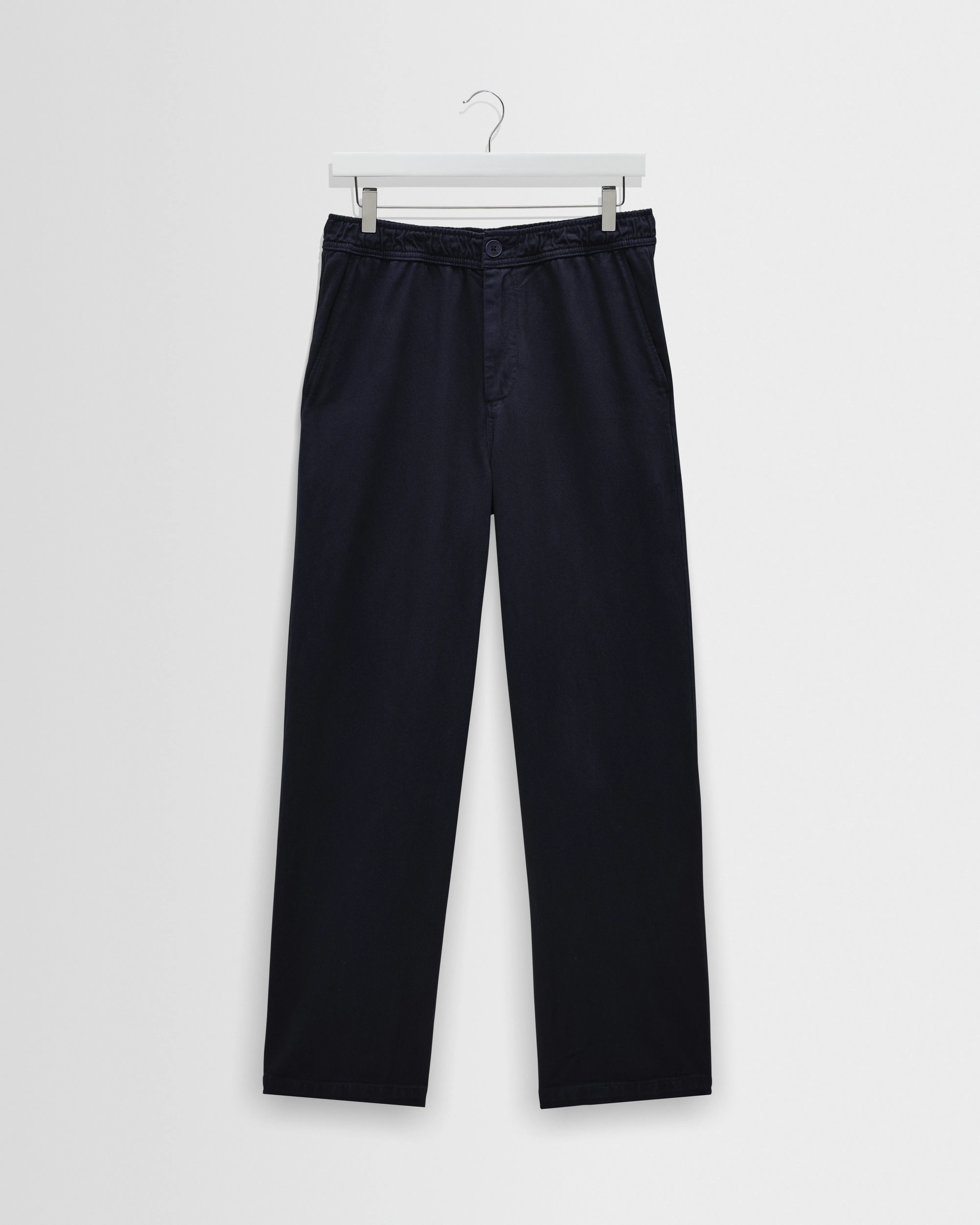 Hyde - Navy Organic Cotton Twill Straight Fit Trousers sold by Wax London