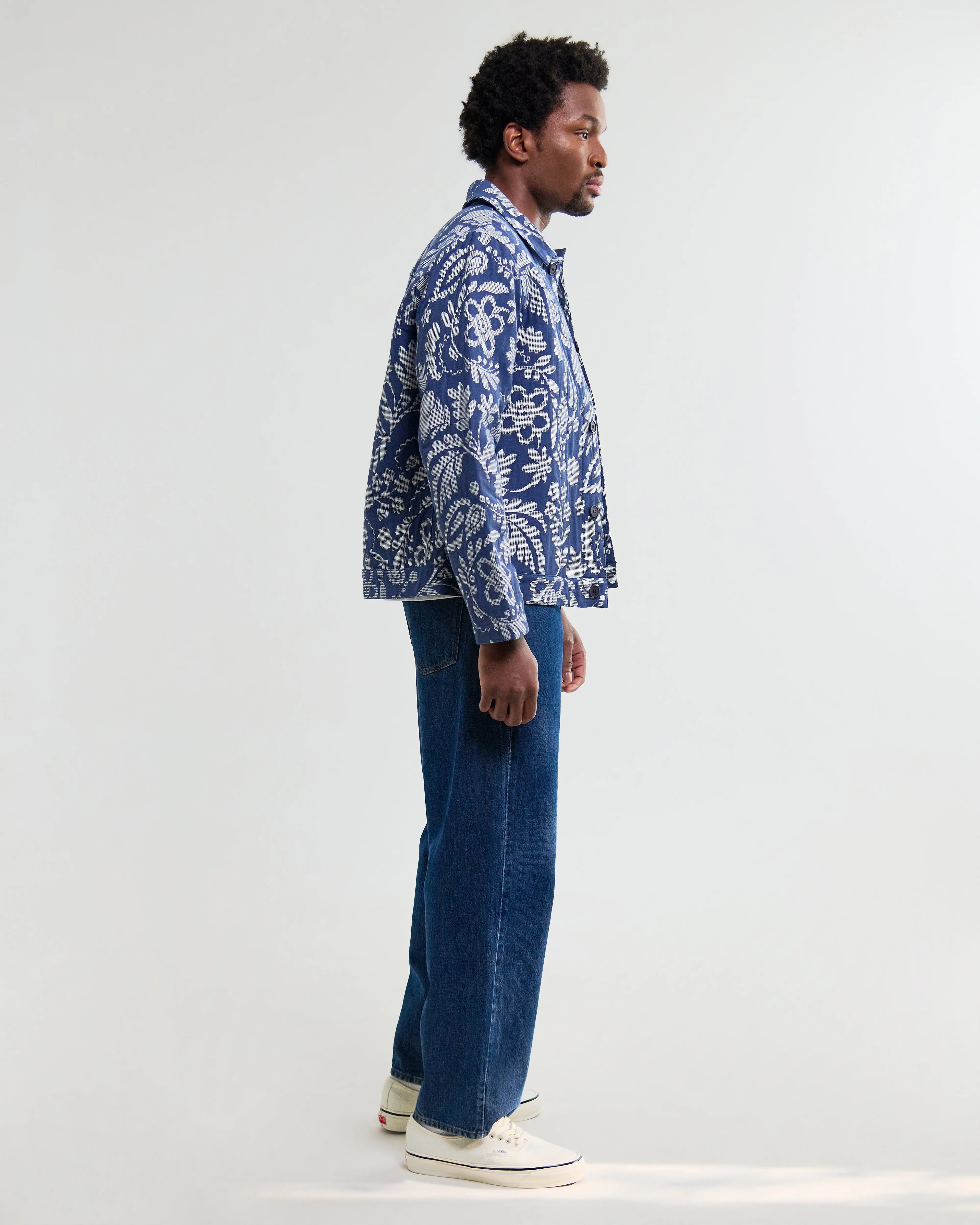 Iggy - Blue And Ecru Floral Jacquard Jacket sold by Wax London product image thumbnail 5