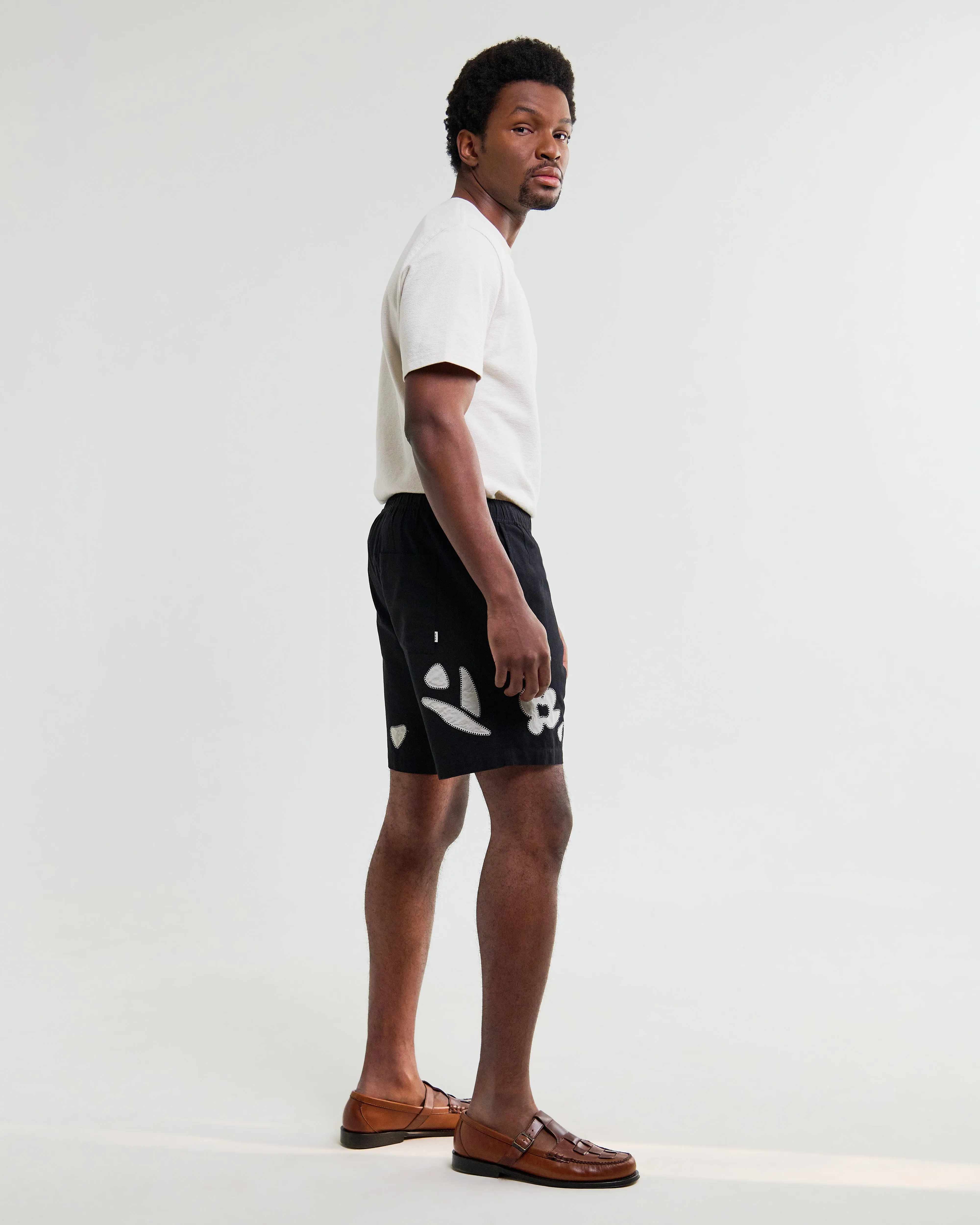 Kurt - Black And Beige Abstract Applique Shorts sold by Wax London product image thumbnail 5