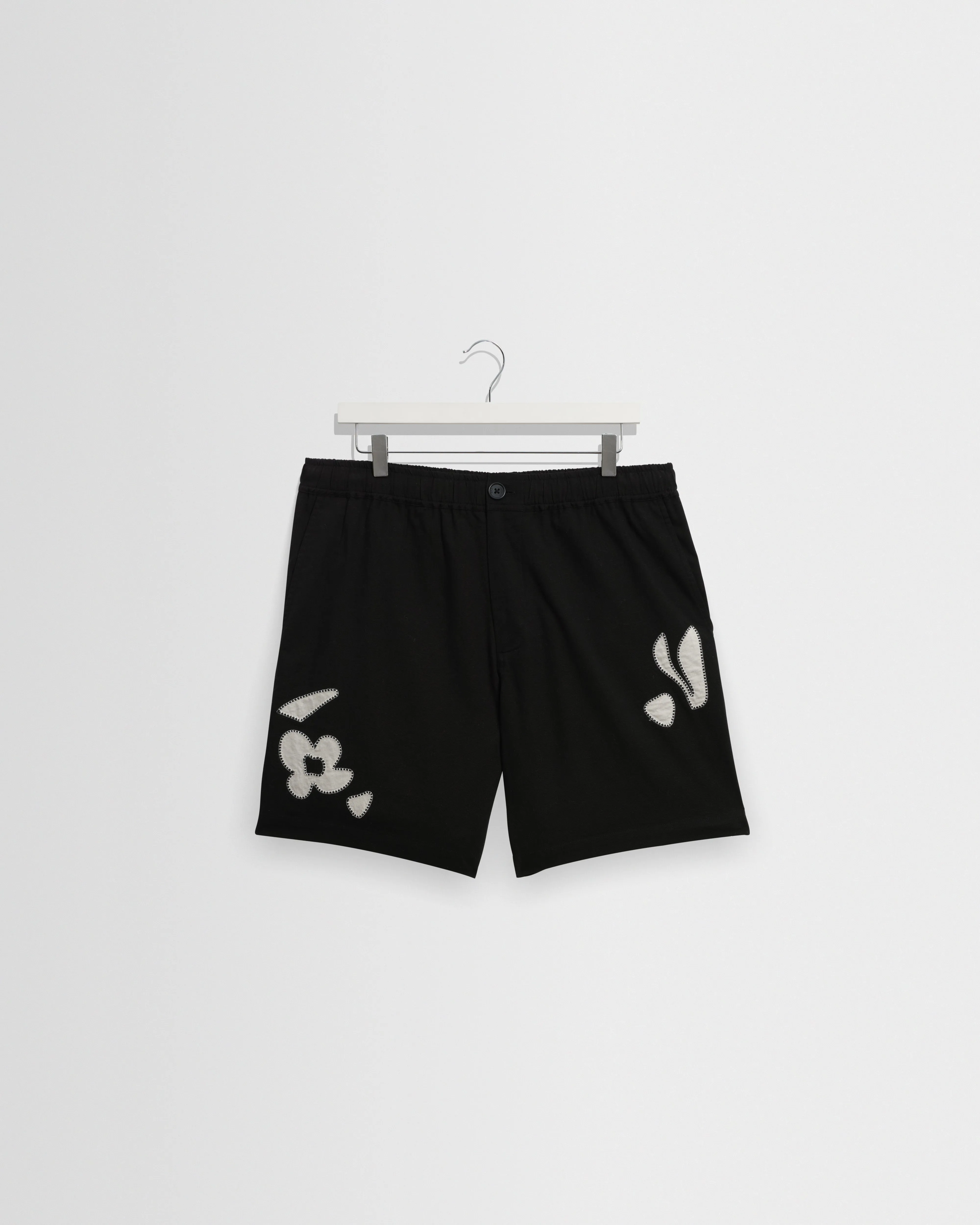 Kurt - Black And Beige Abstract Applique Shorts sold by Wax London