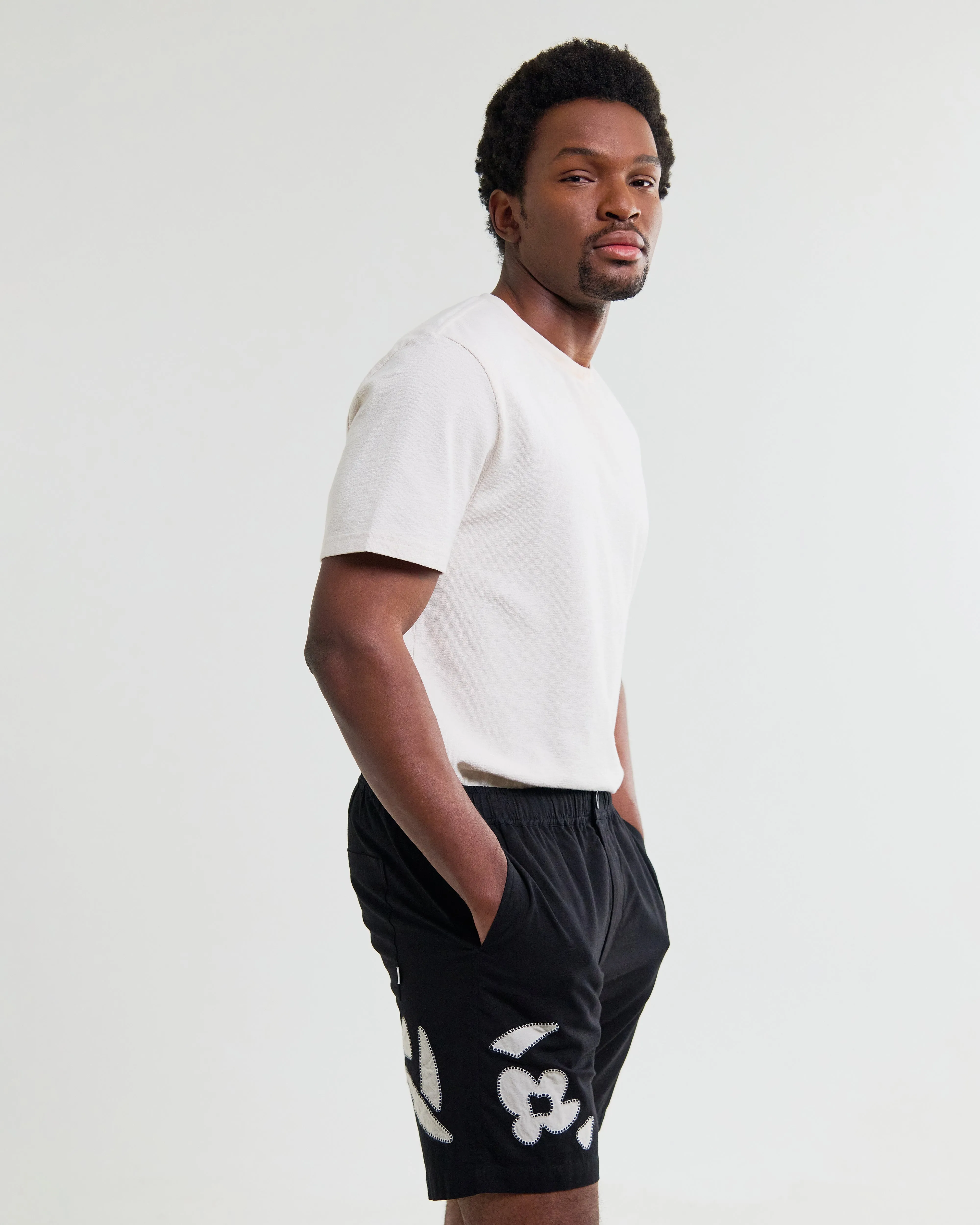 Kurt - Black And Beige Abstract Applique Shorts sold by Wax London product image thumbnail 4