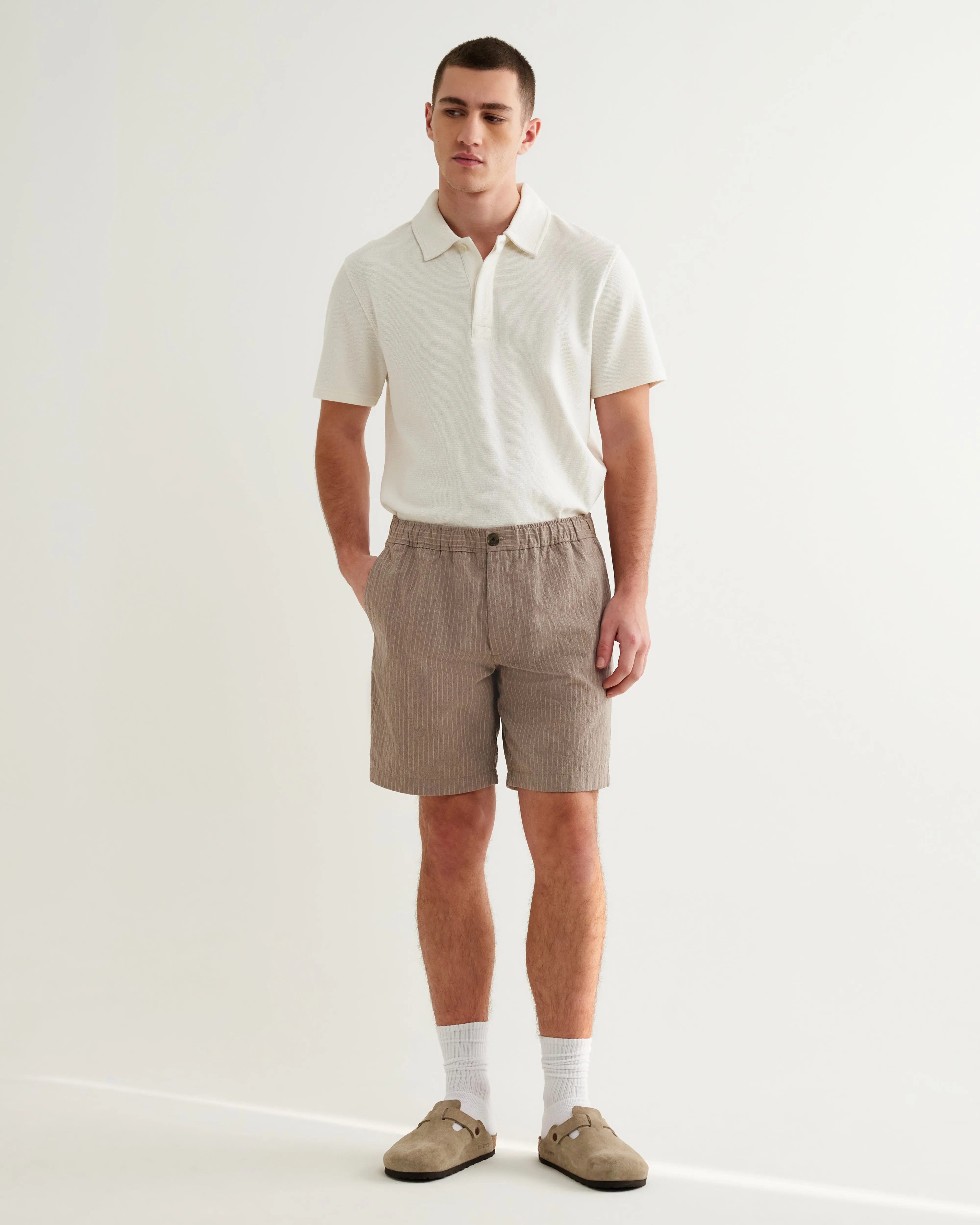 Kurt - Natural Chalk Stripe Shorts sold by Wax London product image thumbnail 2